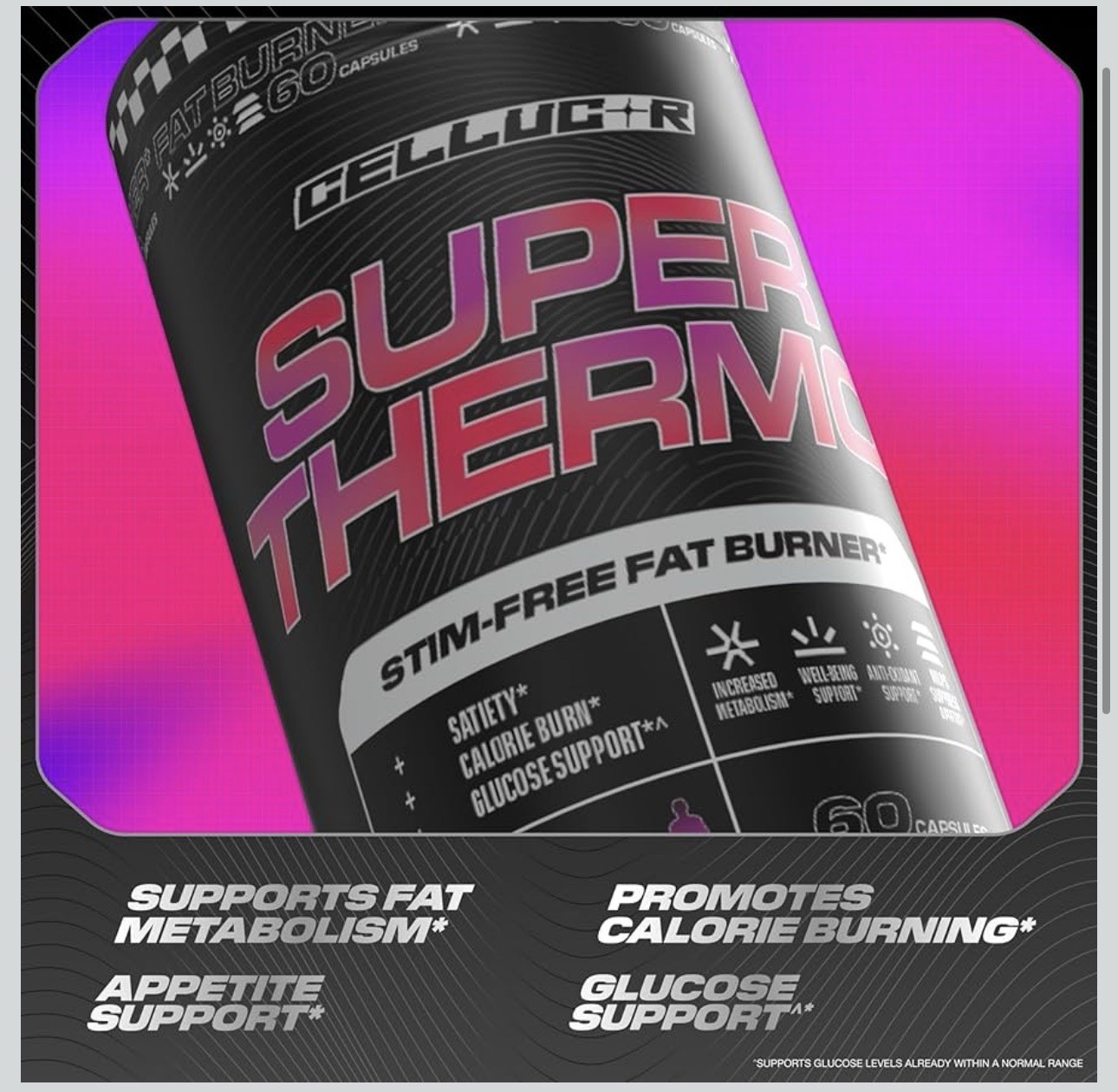Cellucor Super Thermo Stim-Free Fat Burner 60 Capsules Best By: 09/2026