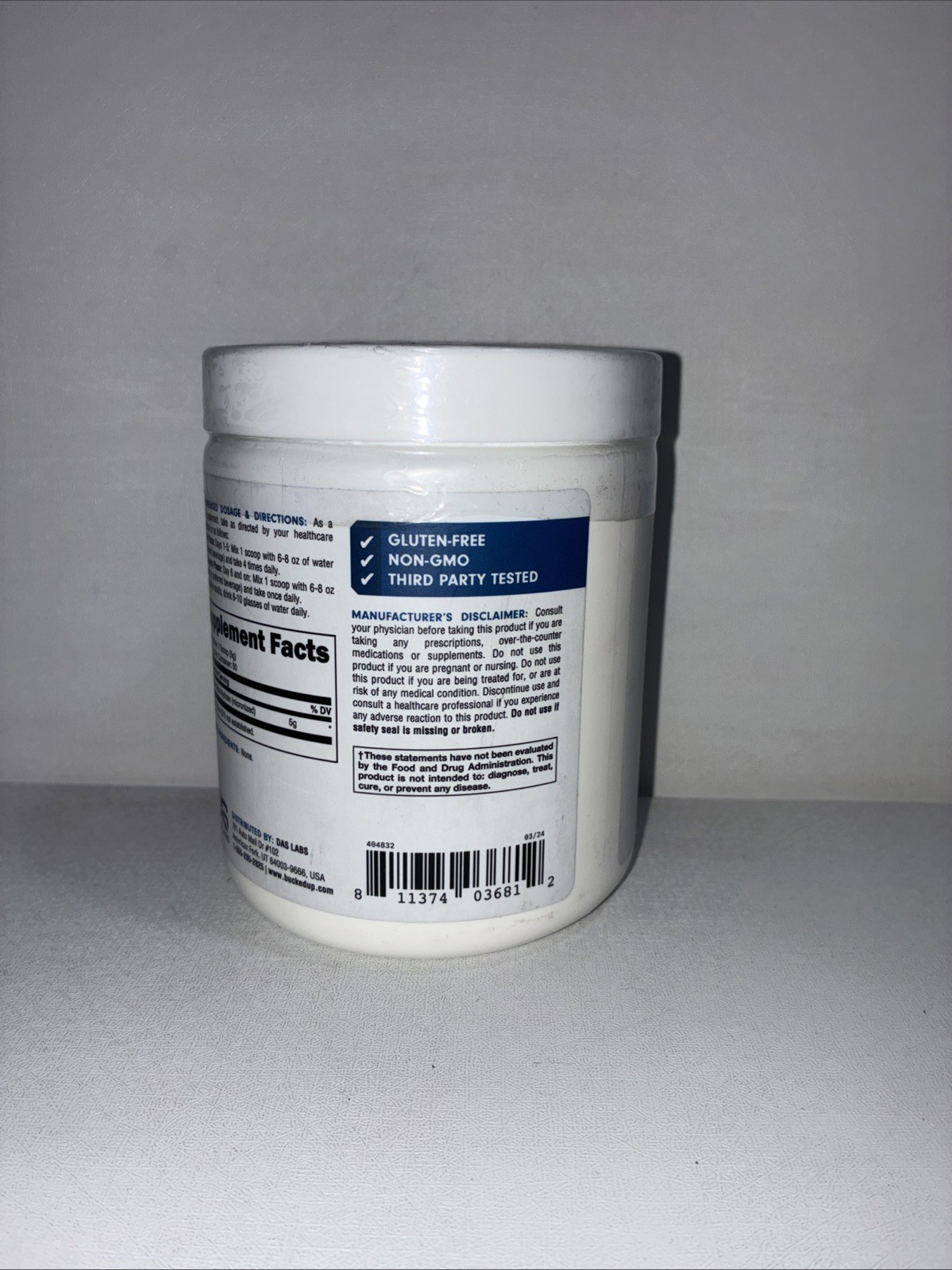 Sealed Bucked Up Creatine Monihydrate / Unflavored,50 Serv. Exp 08/2026