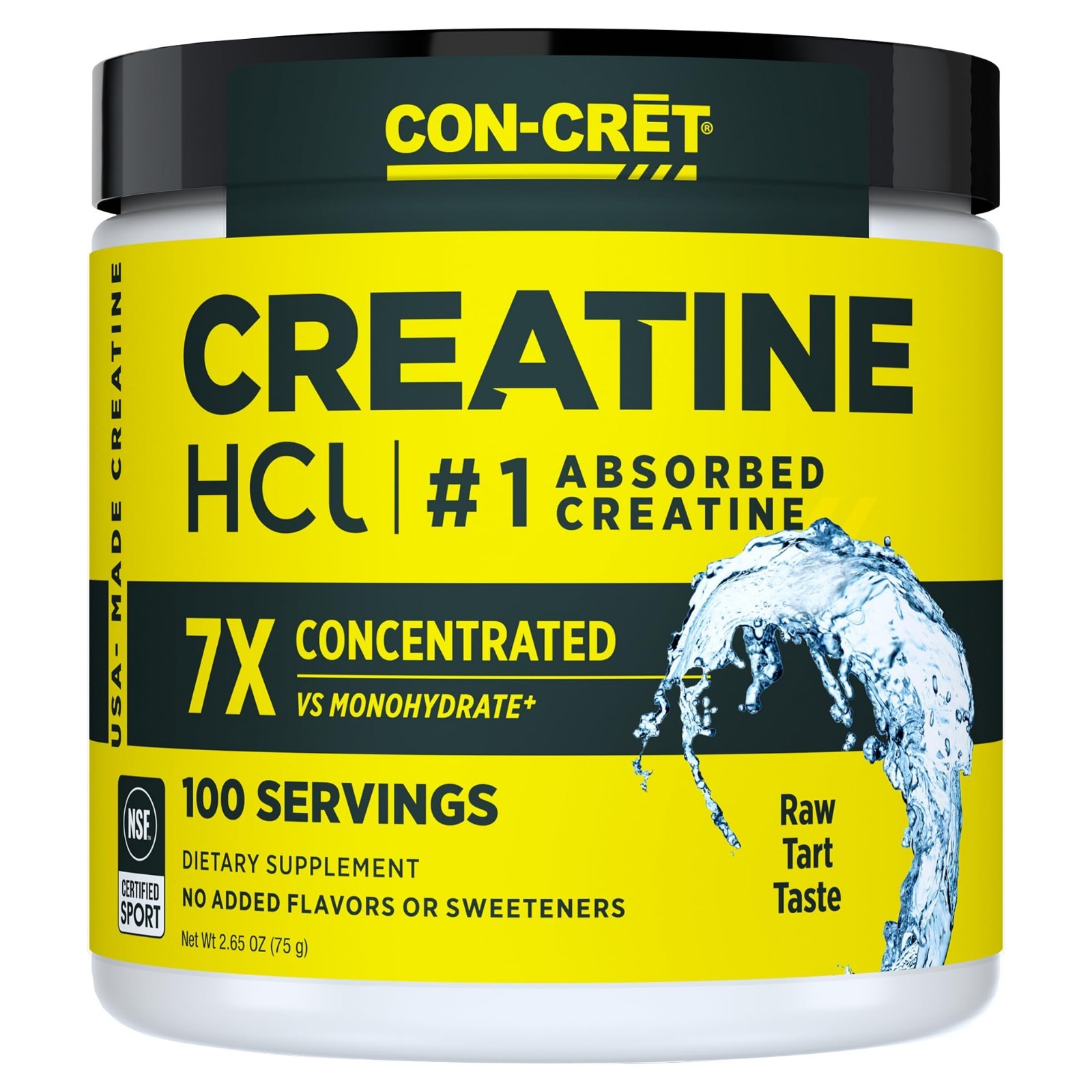 Creatine HCl Powder, Unflavored, 100 Servings – No Bloating, Muscle & Strength S