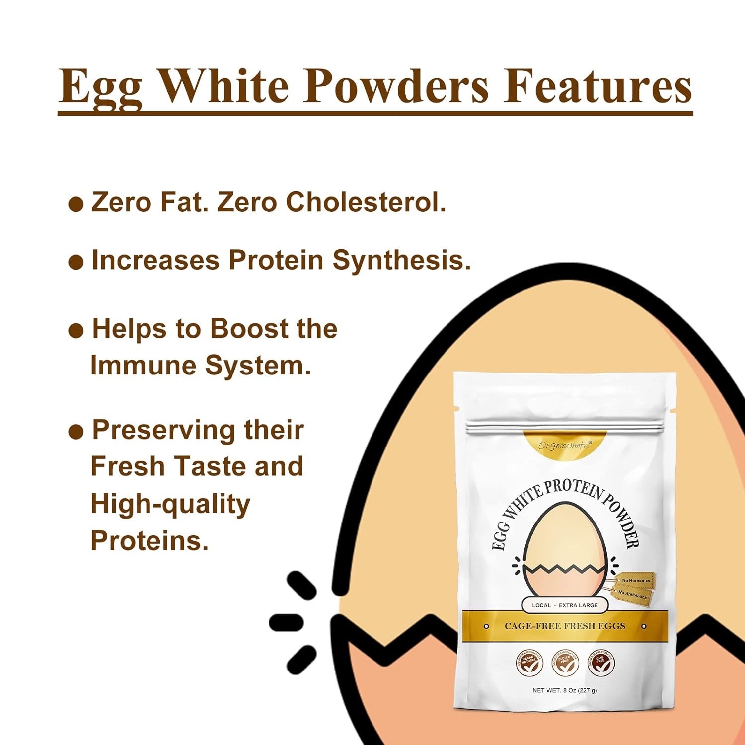 Egg White Protein Powder 8 Oz Cage Free Pasteurized Dried Egg Whites Gluten Free