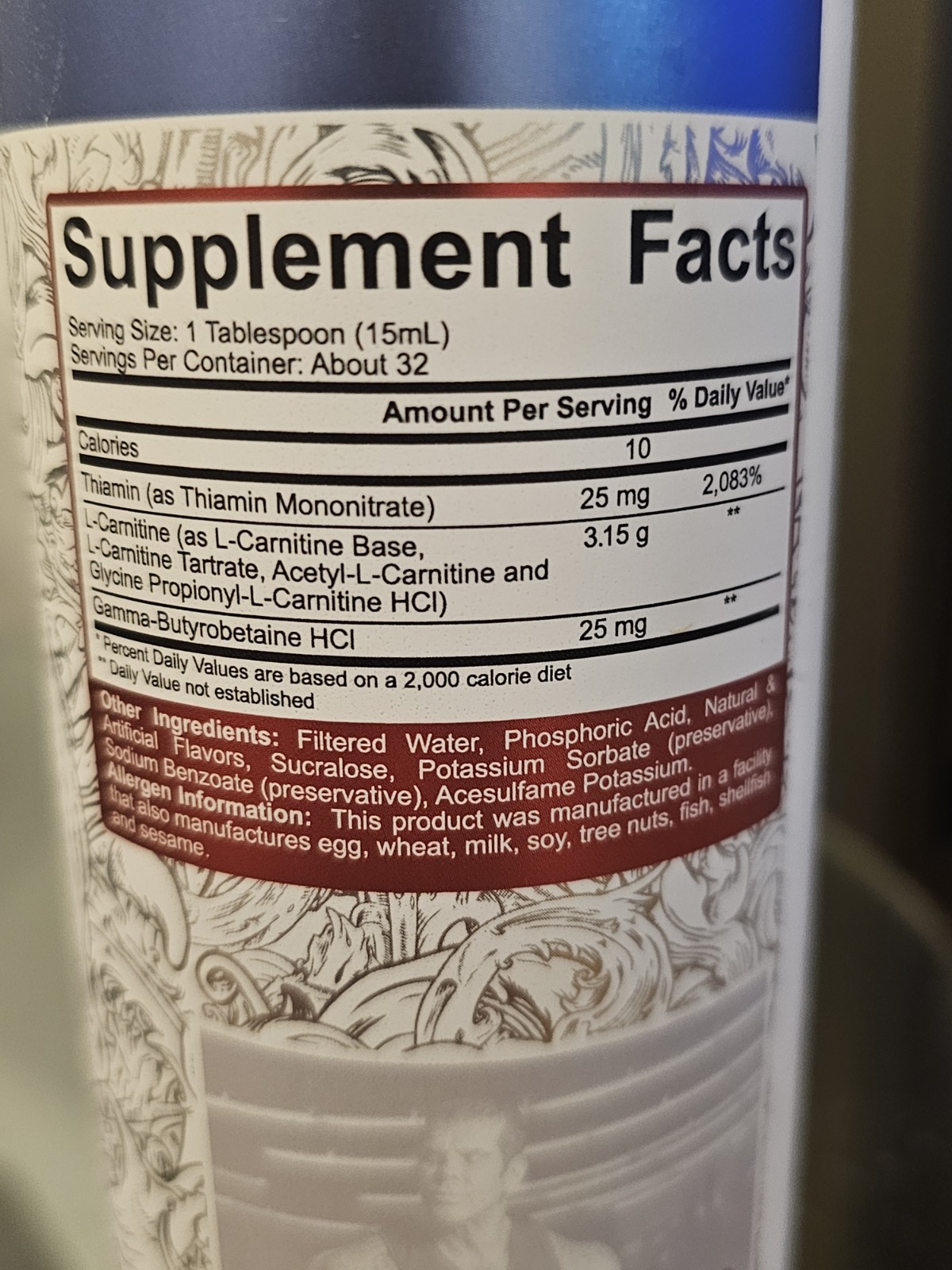 5% Nutrition L-Carnitine 3150mg Liquid Blue Raspberry 31 Servings 10/28 Exp