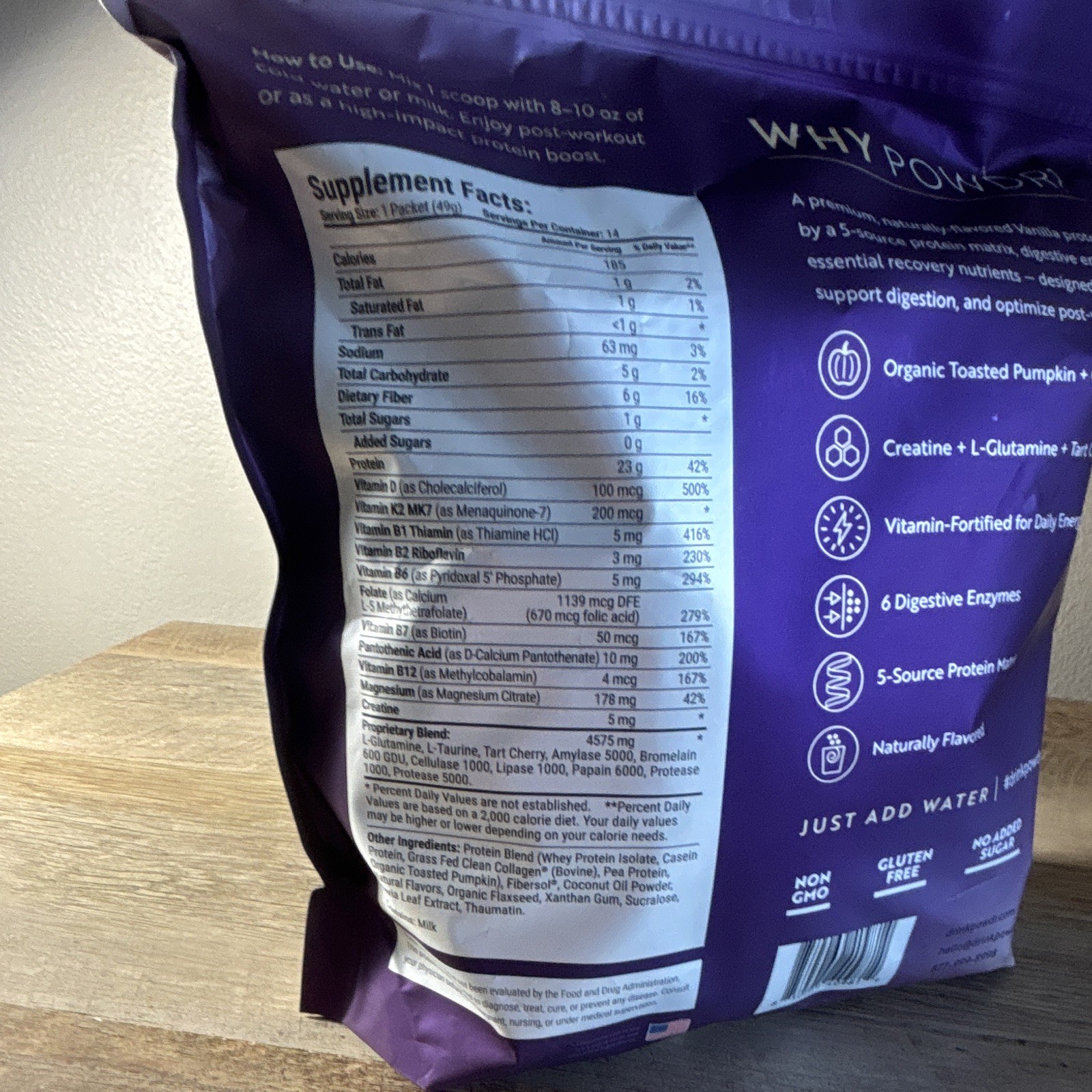 POWDR Whey Protein Powder Vanilla Grass Fed Gluten-Free Non-GMO No Sugar