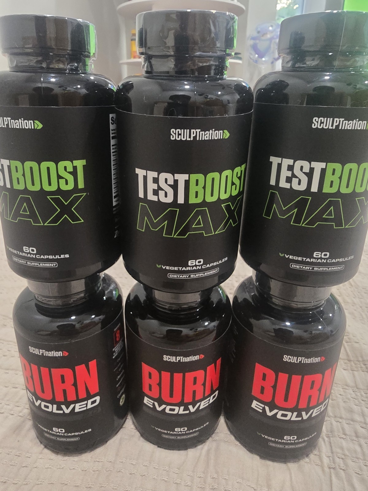 Sculpt Nation Bundle: 3 Test Boost Max + 3 Burn Evolved 60 Caps)