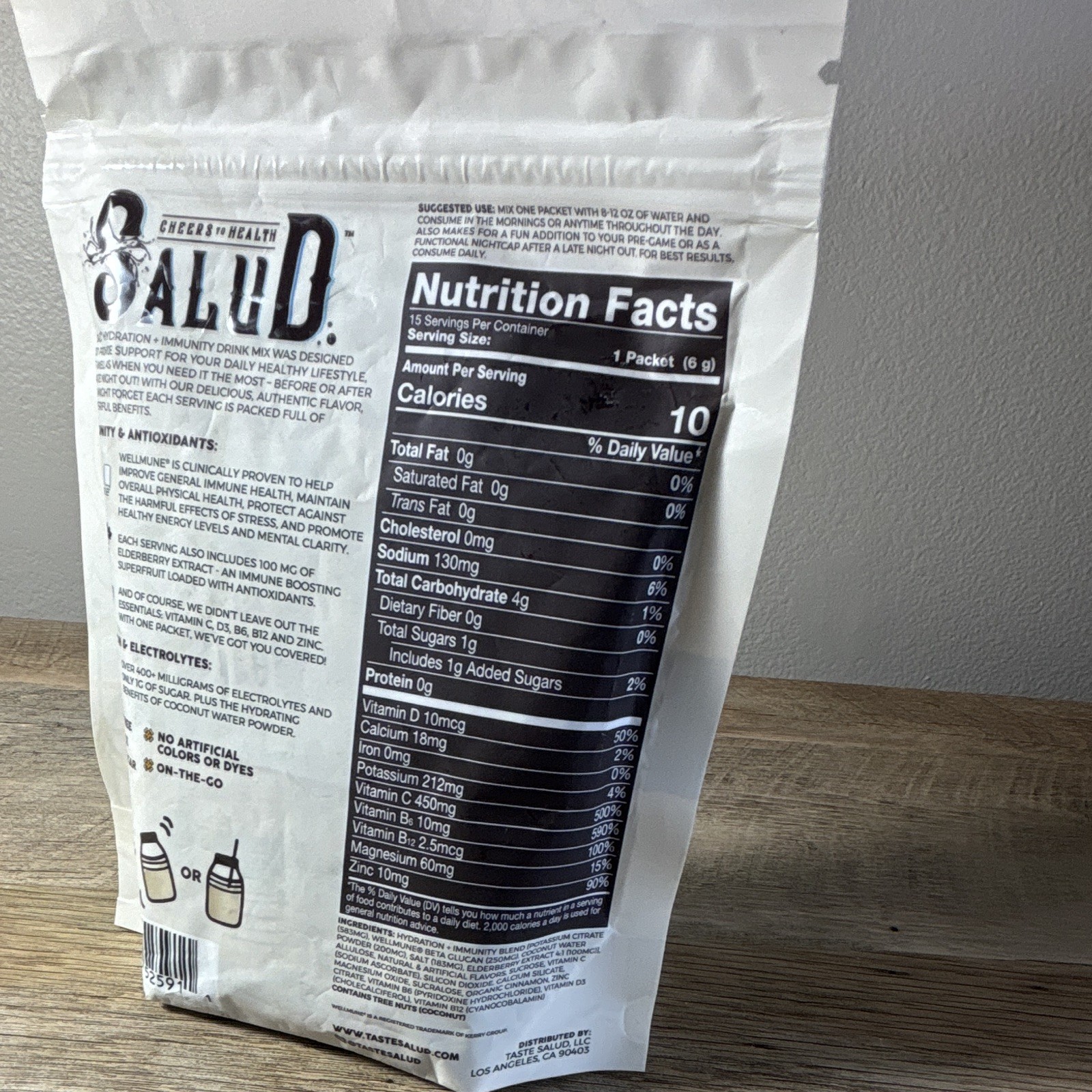 Salud Hydration Immunity Electrolyte Drink Mix Horchata 15 Stick Packs