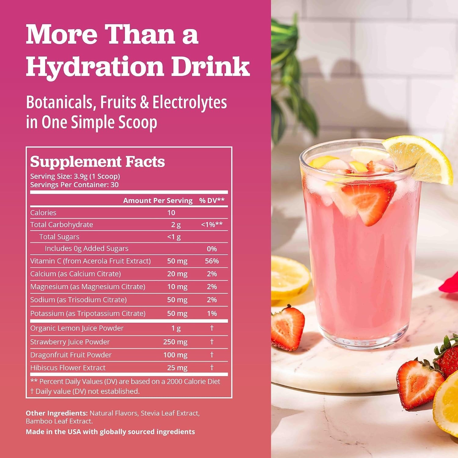 Hydration Lemonade Electrolyte Powder Drink Mix – Strawberry Dragonfruit
