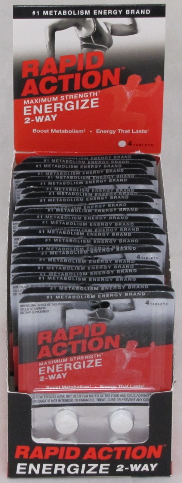Rapid Action Energize 2 Way Lasting Energy Boost Metabolism 24 Packs 96 Pills