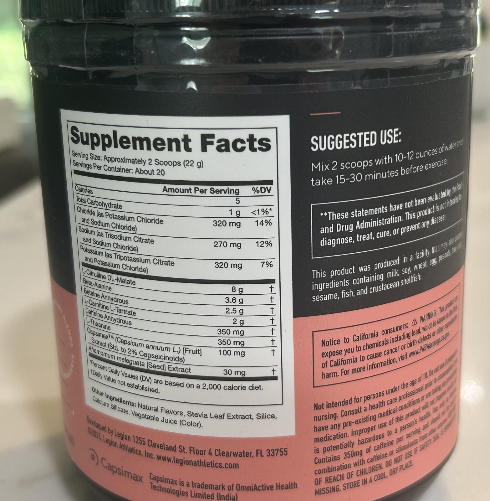 LEGION Pulse+ BURN Pink Lemonade – High Stim Pre Workout NO Booster, L-Carnitine