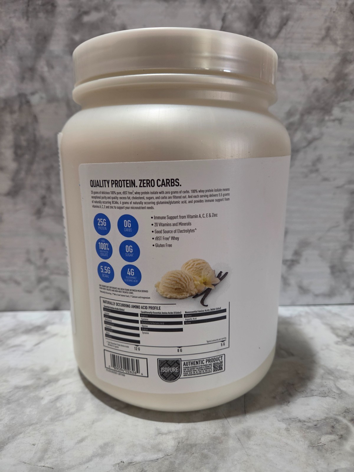 Isopure Zero Carb 25g Protein Powder Whey Creamy Vanilla 16.4 OZ 1/2028