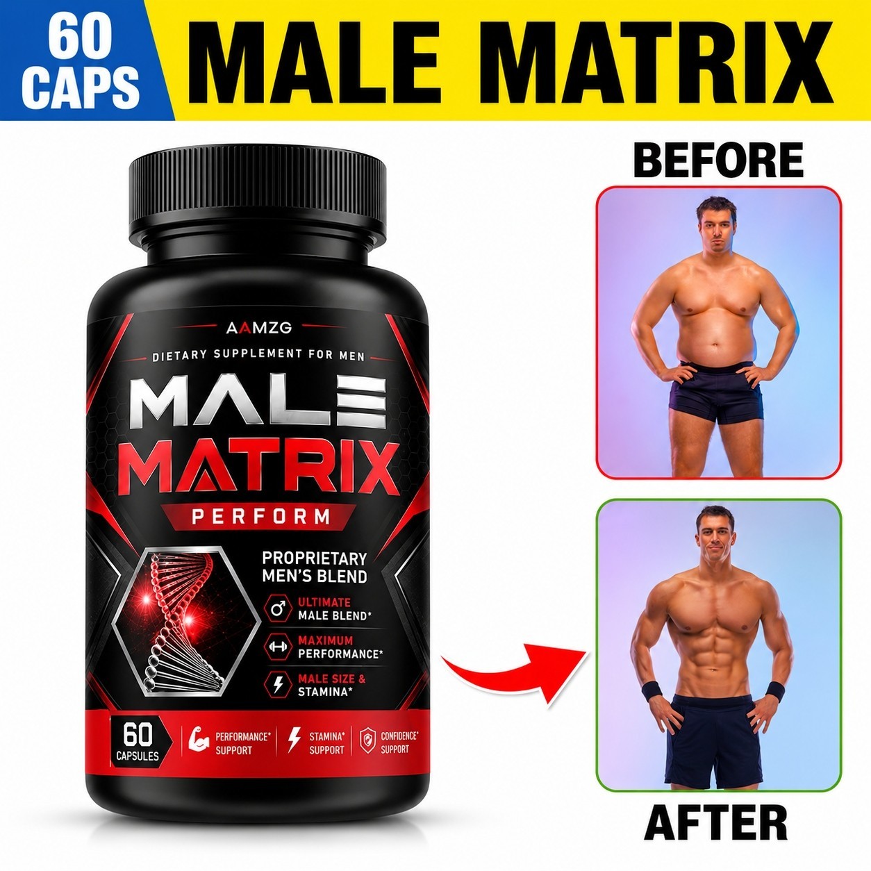 Male Matrix Male Performance Stay Hard 60-Pills (New Packaging)