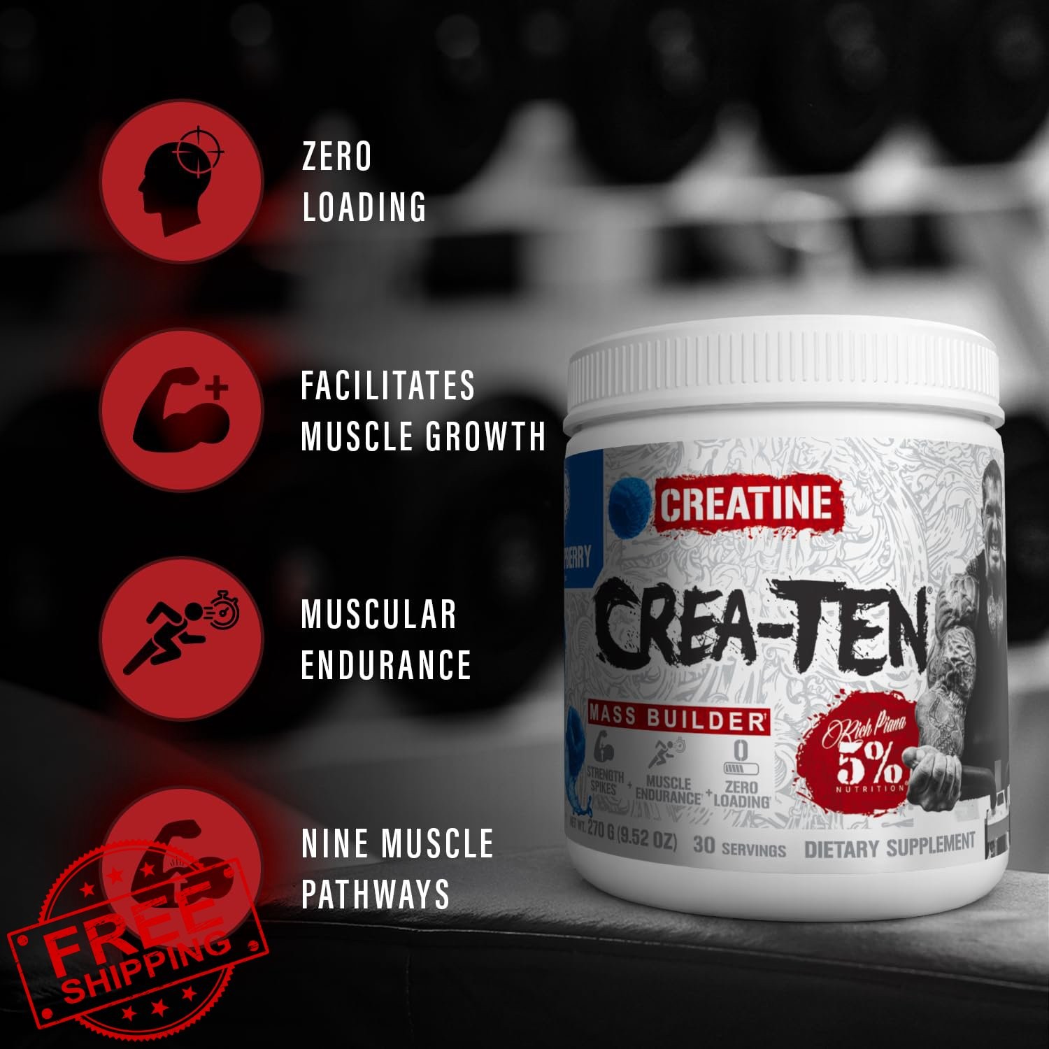 5% Nutrition CreaTEN Blueberry Lemonade Creatine Powder