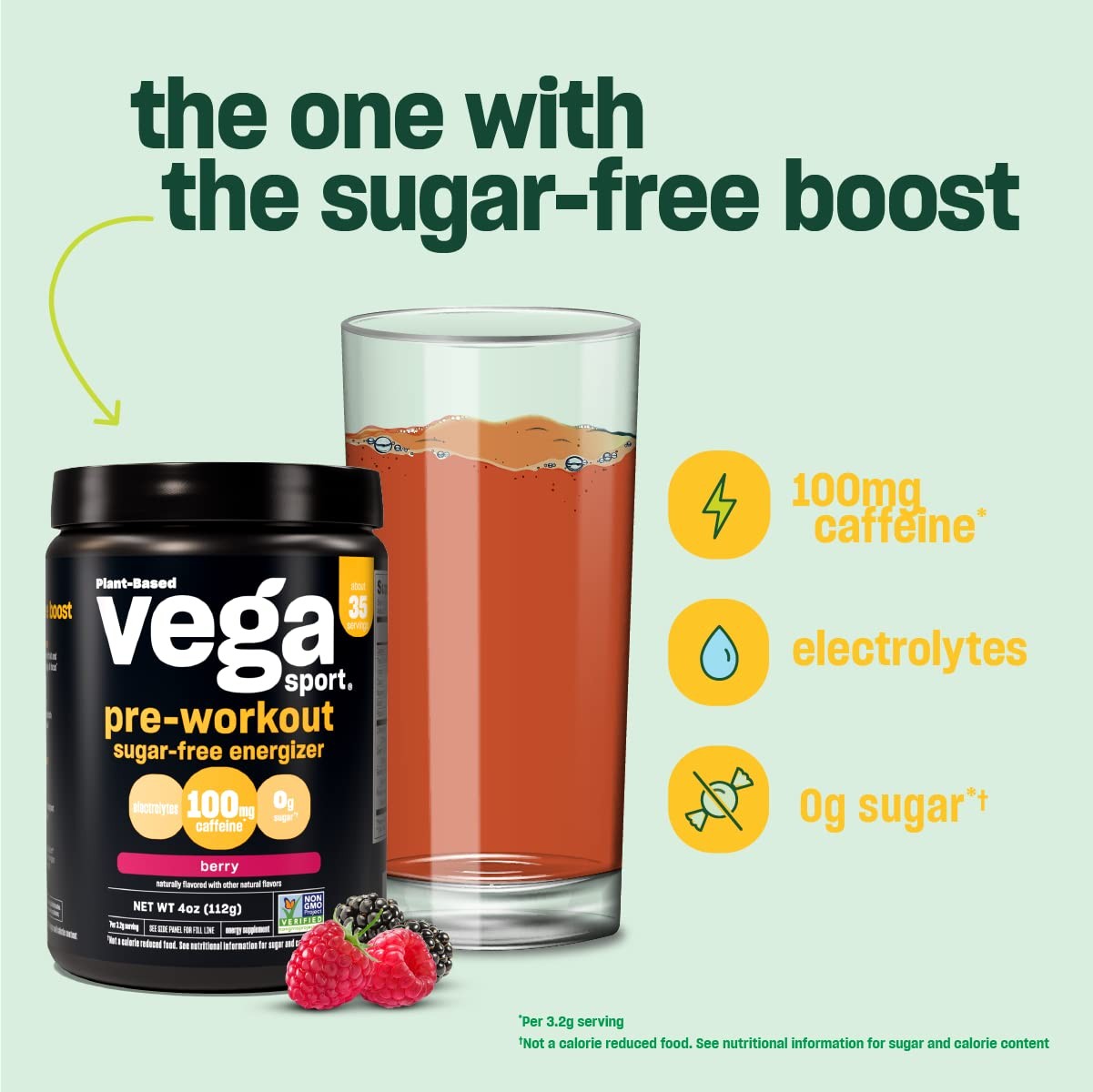Vega Sport Sugar Free Pre-Workout Energizer, Strawberry Lemonade – Pre…