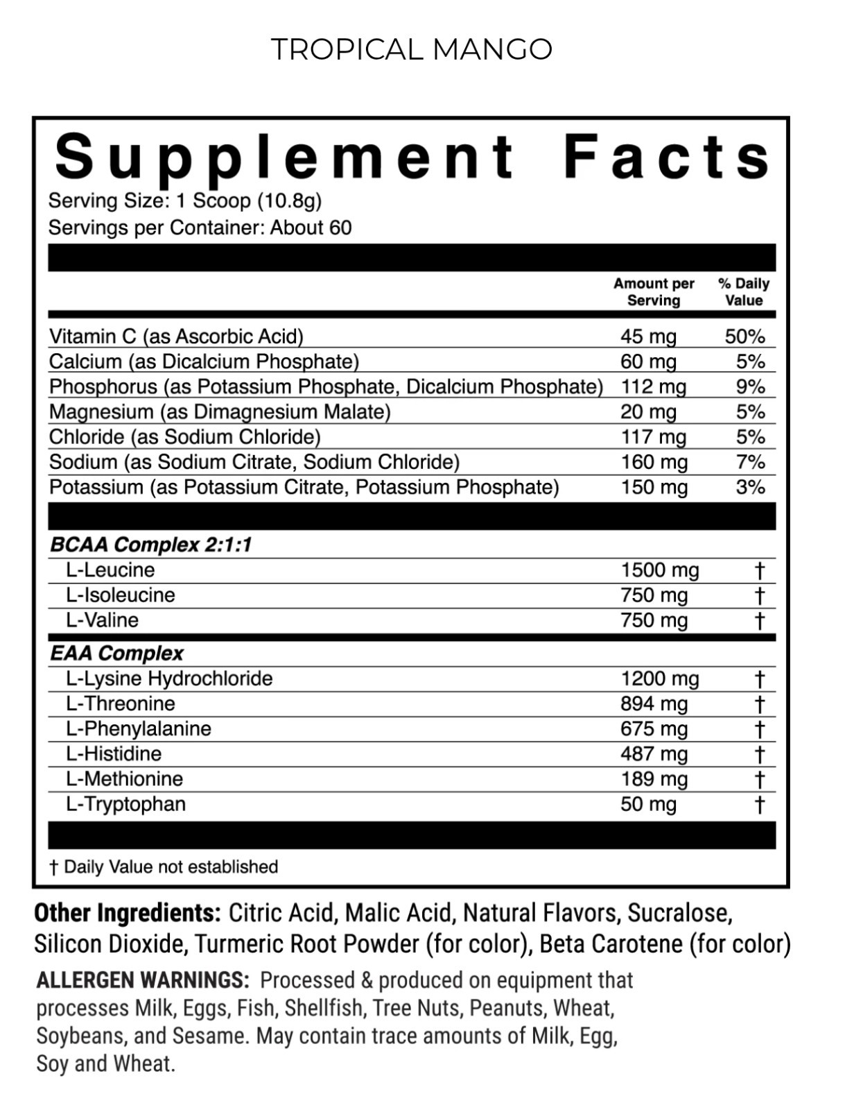 1st Phorm EAA Essential Amino Acids Tropical Mango 60 Servings Sealed Exp 07/27!