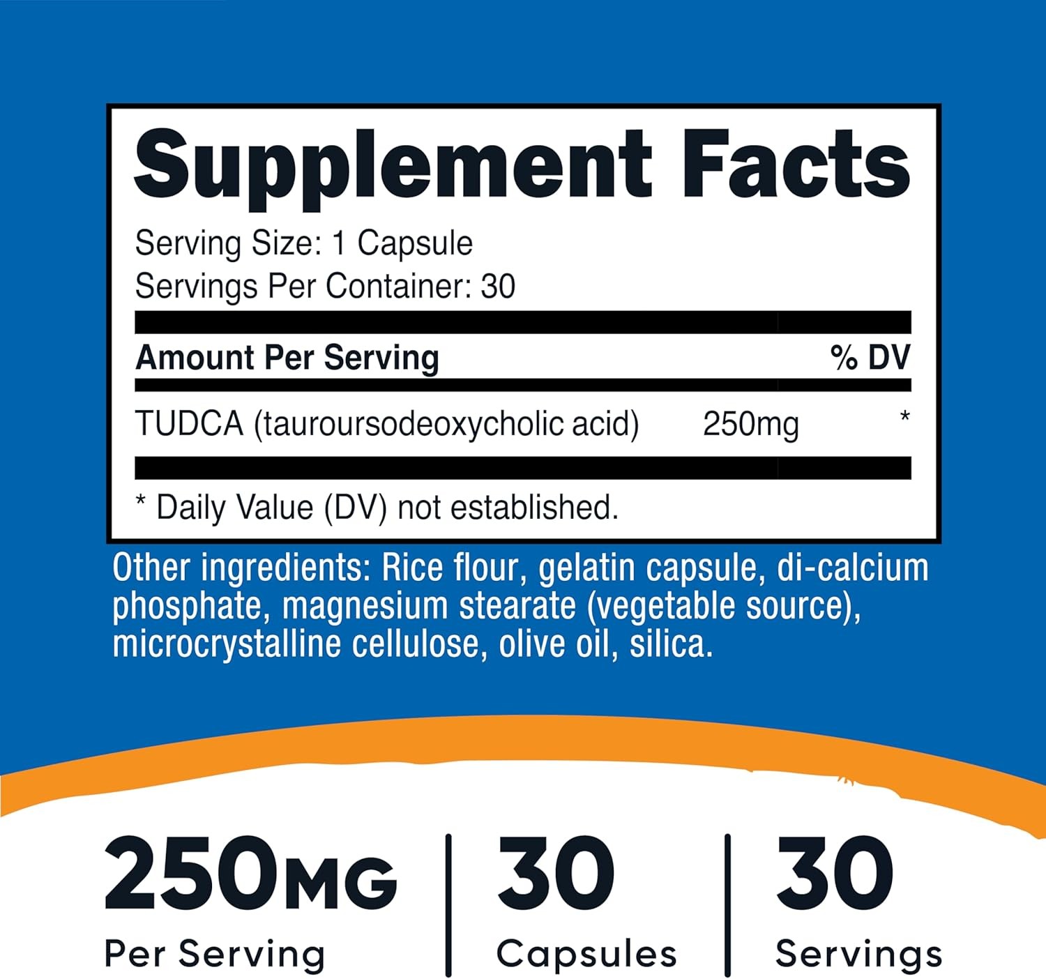 Premium Tudca Nutritional Supplement 30 Capsules Non GMO Gluten Free 250mg