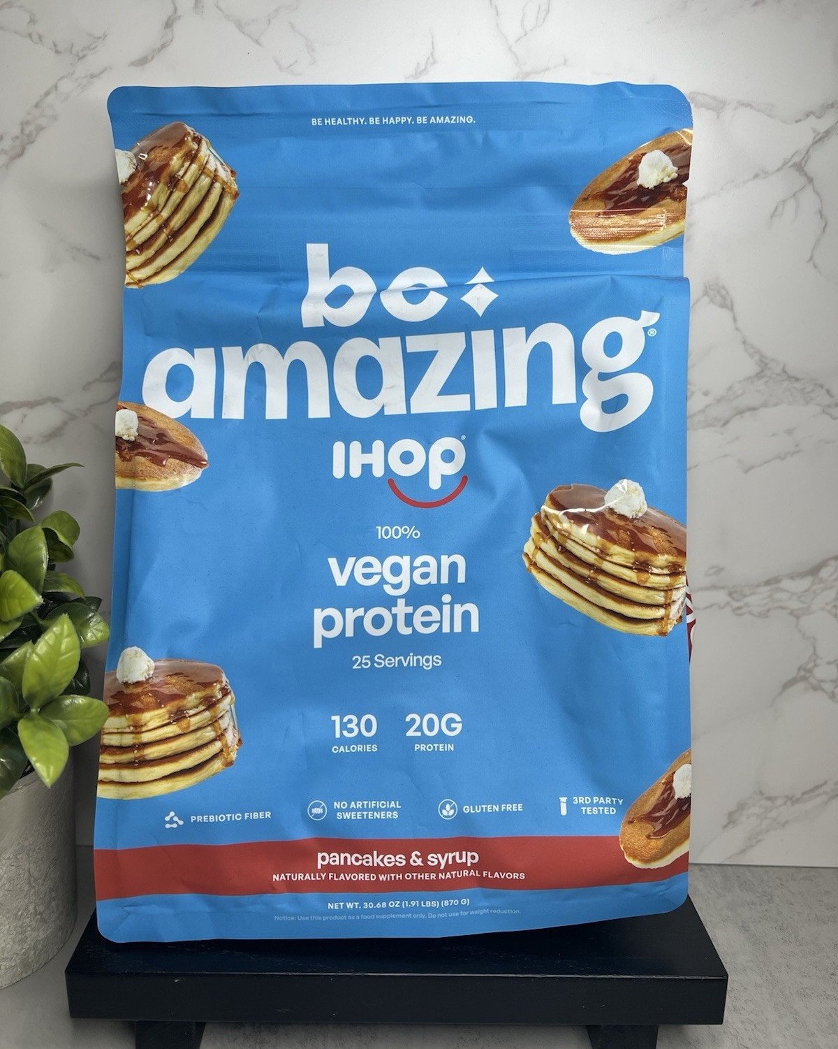 Be Amazing Plant-Based Protein Powder Pancakes & Syrup GF 30.6oz Exp 05/27