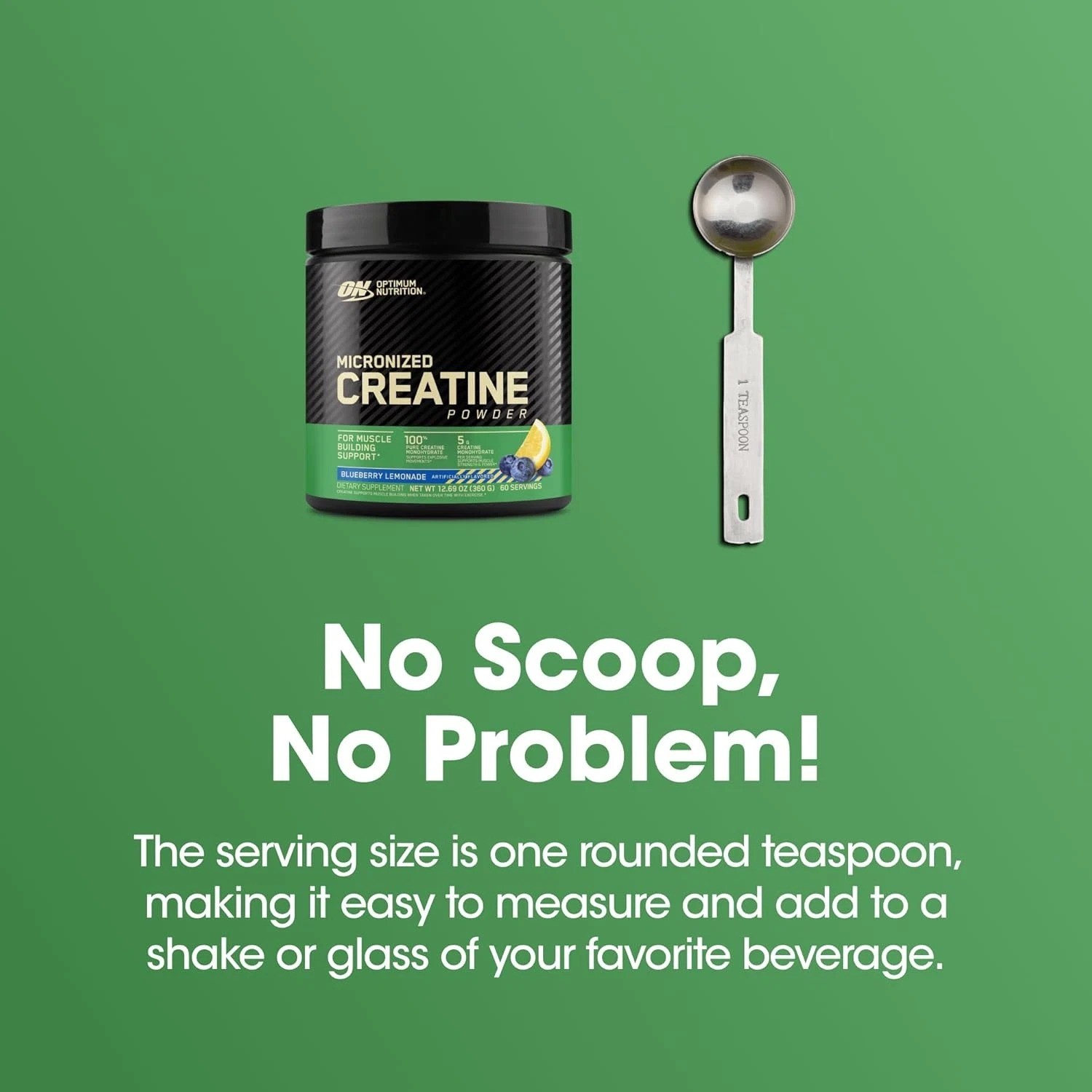 Micronized Creatine Monohydrate Powder, Blueberry Lemonade Creatine, 60 Servings