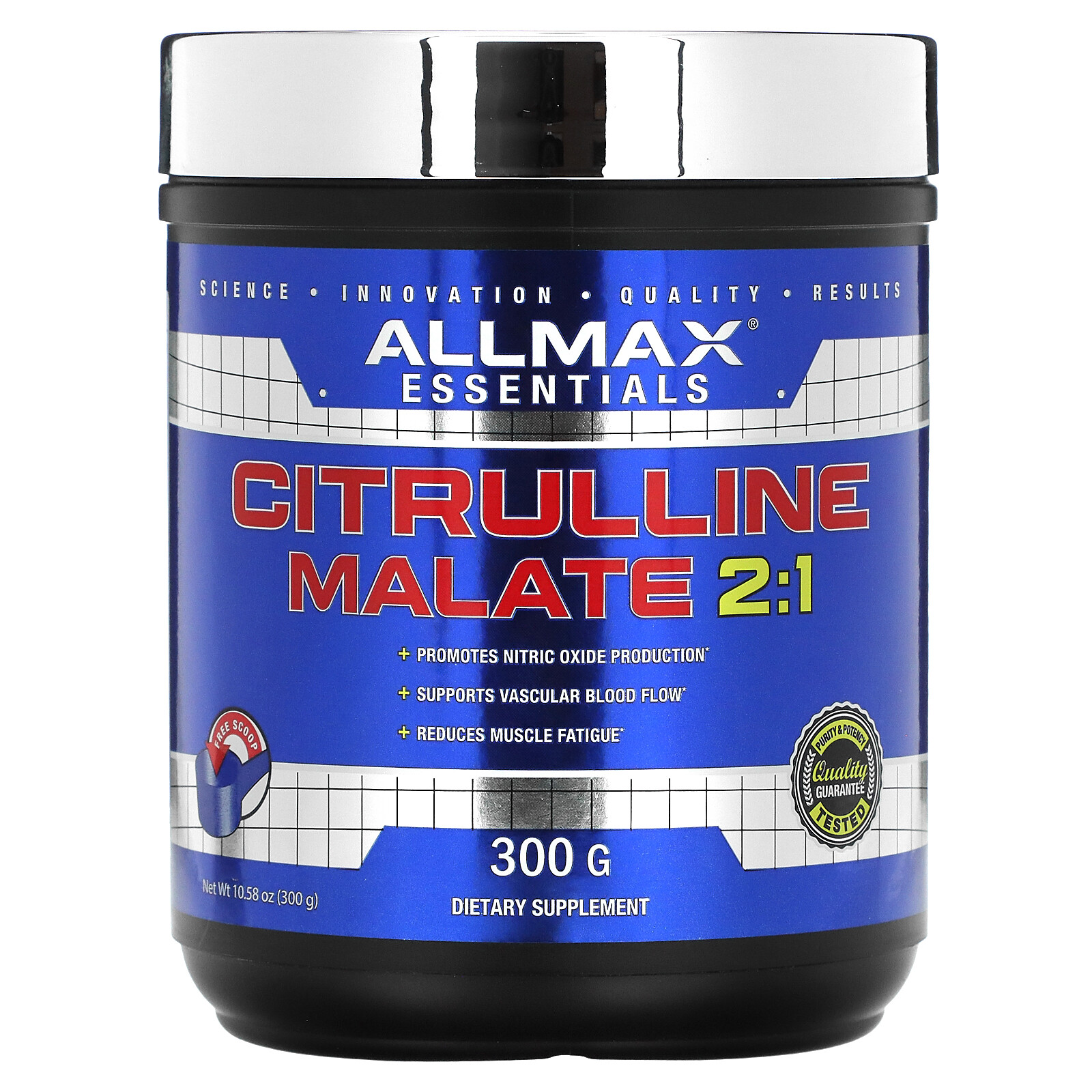ALLMAX Nutrition Citrulline Malate 2 1 10 58 oz 300 g Dairy-Free, GMP Quality