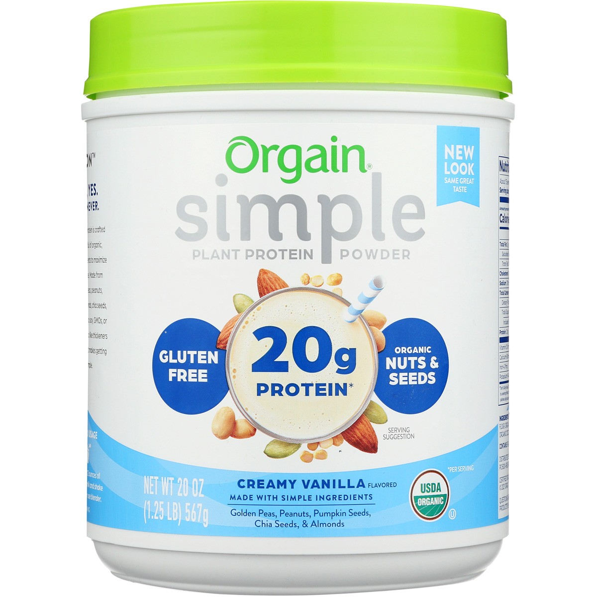 Orgain Creamy Vanilla Plant Based Protein Powder Organic Nuts Seeds 1 Pack