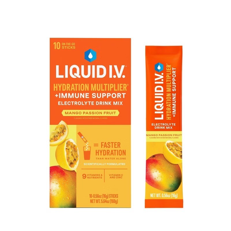 Liquid I.V. Hydration Multiplier + Immune Support, Mango Passion Fruit, 10ct