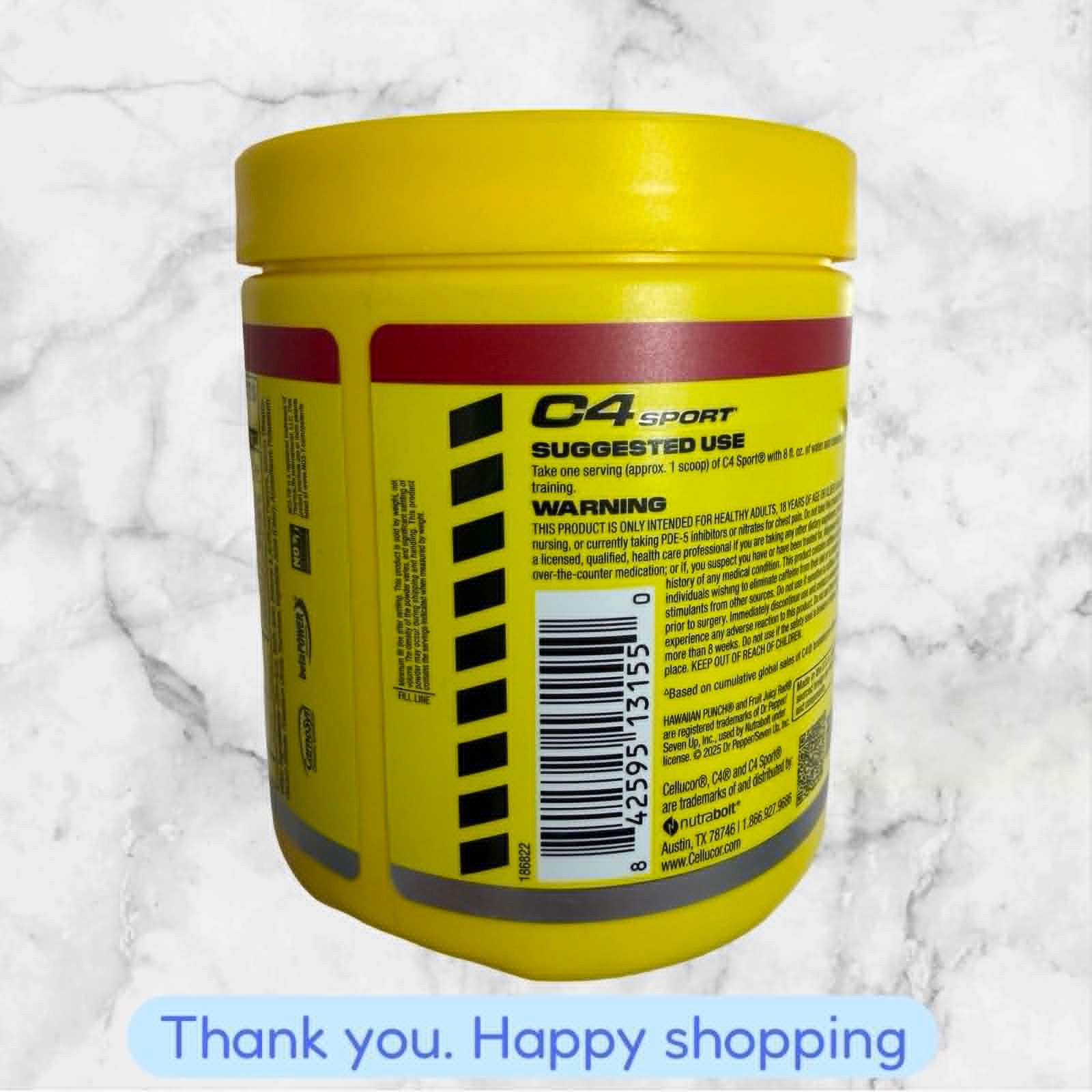 Cellucor C4 SPORT Pre-Workout 8.9oz Hawaiian Punch FRUIT JUICY RED EXP2027+ NEW