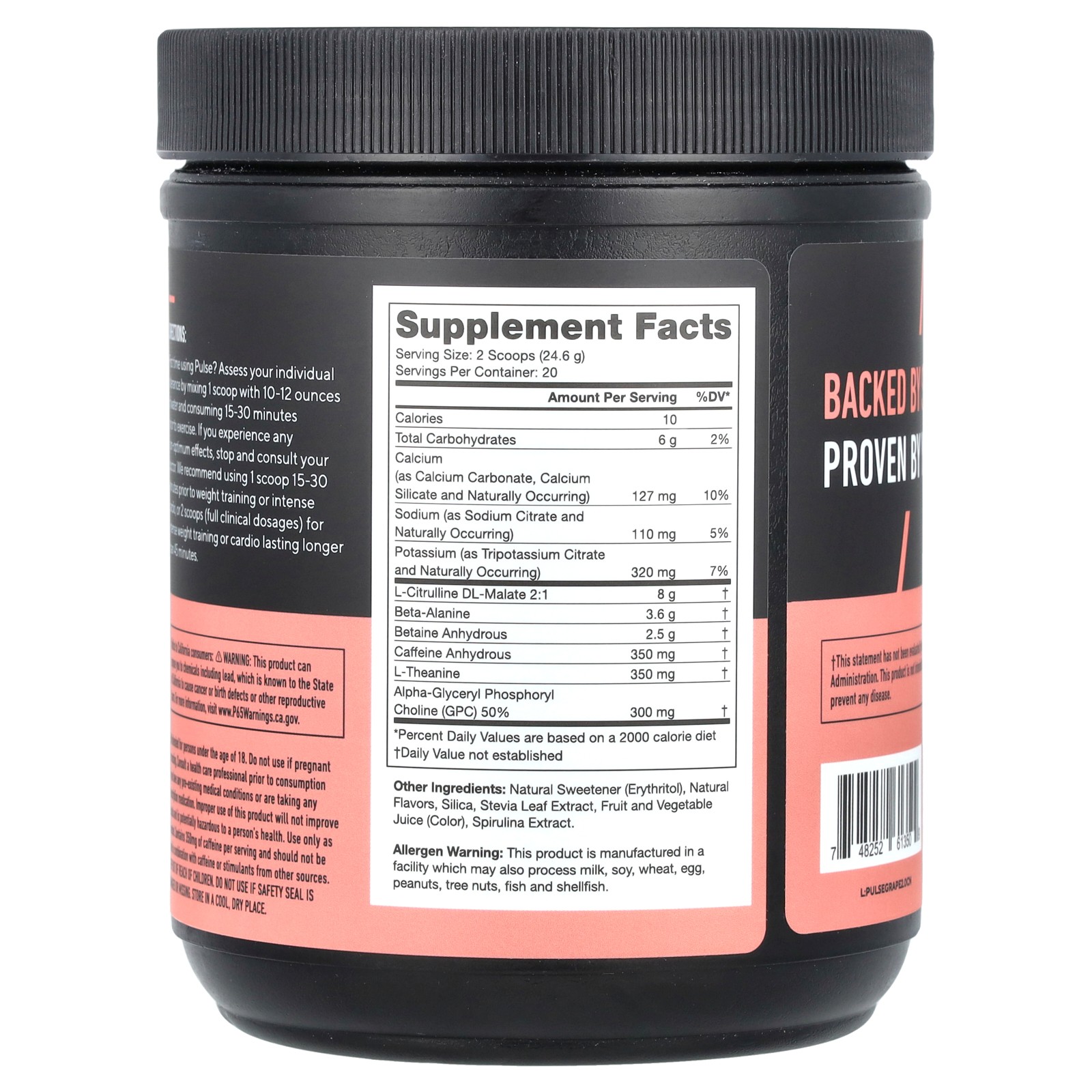 Pulse, Pre-Workout Drink, Grape, 1.08 lbs (492 g)