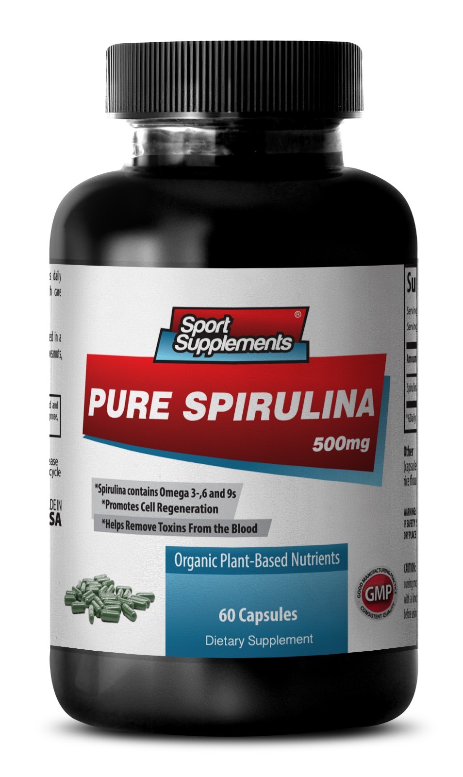 Organic SPIRULINA 500mg – 100% Plant-Based Algae – Vegetarian Protein 1 Bottle