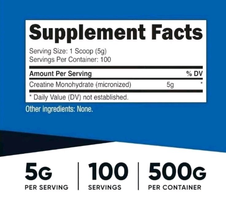 Nutricost Pure Creatine Monohydrate Micronized 500 gr Powder 100 Serv Exp 1/2027