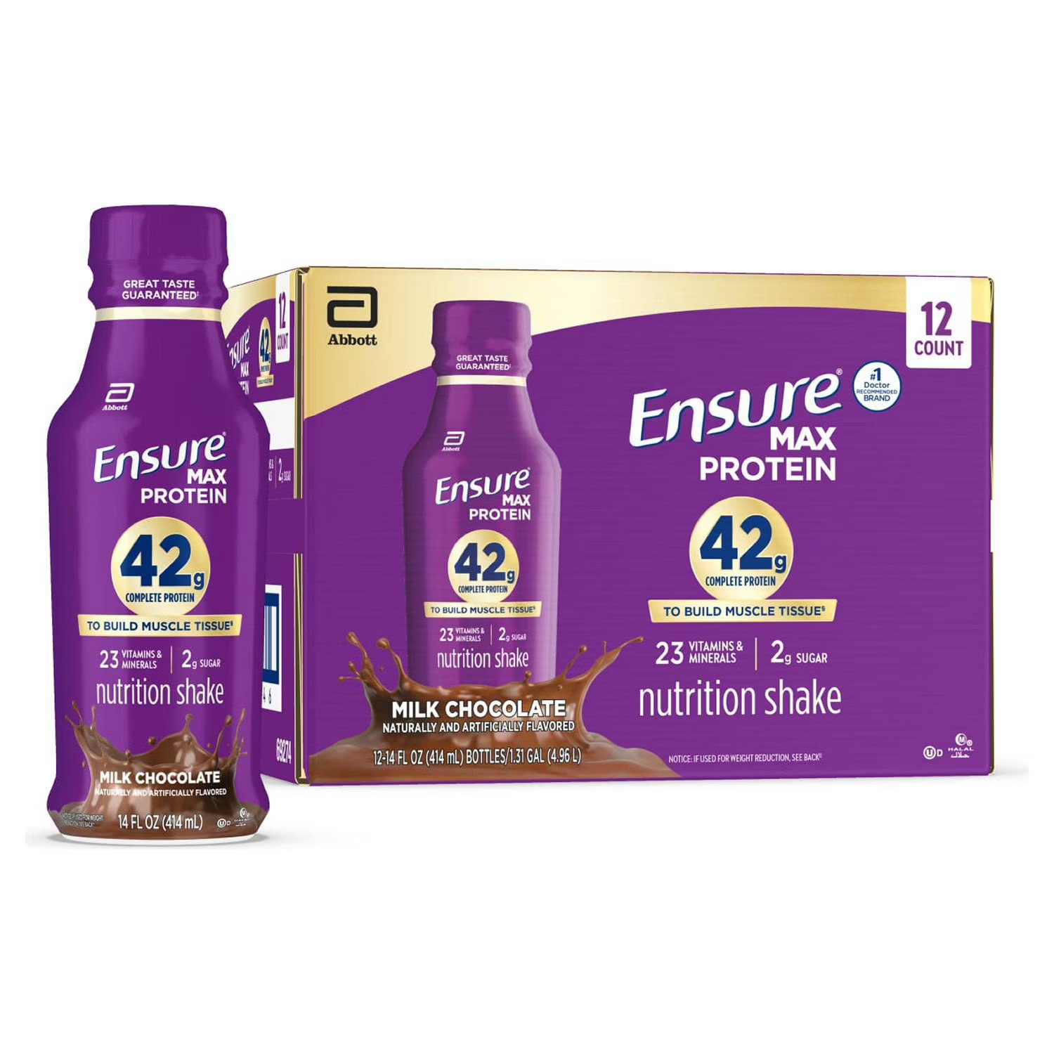 Ensure Max Protein 42g High Protein Shake, Milk Chocolate, 14 fl. oz., 12 pk.