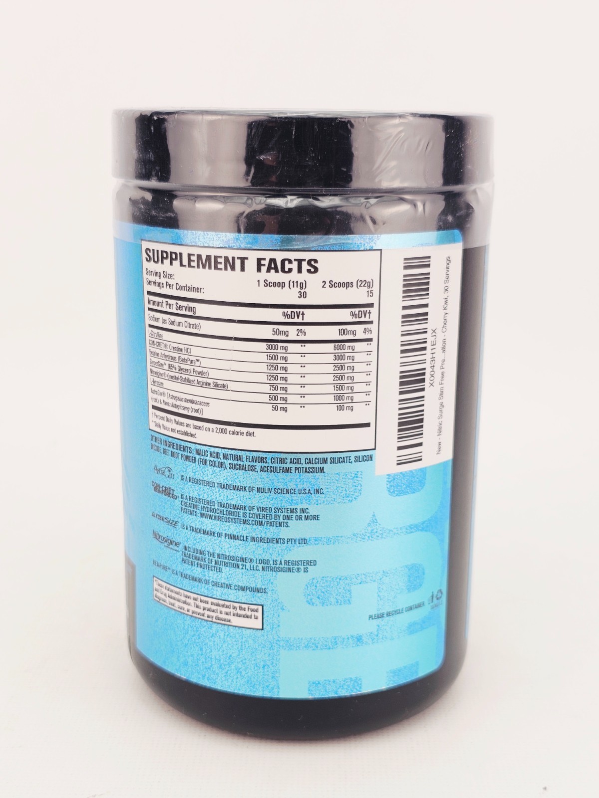 Nitric Surge Nitric Oxide Boosting Pre Workout Powder Cherry Kiwi 11.64oz BB8/26