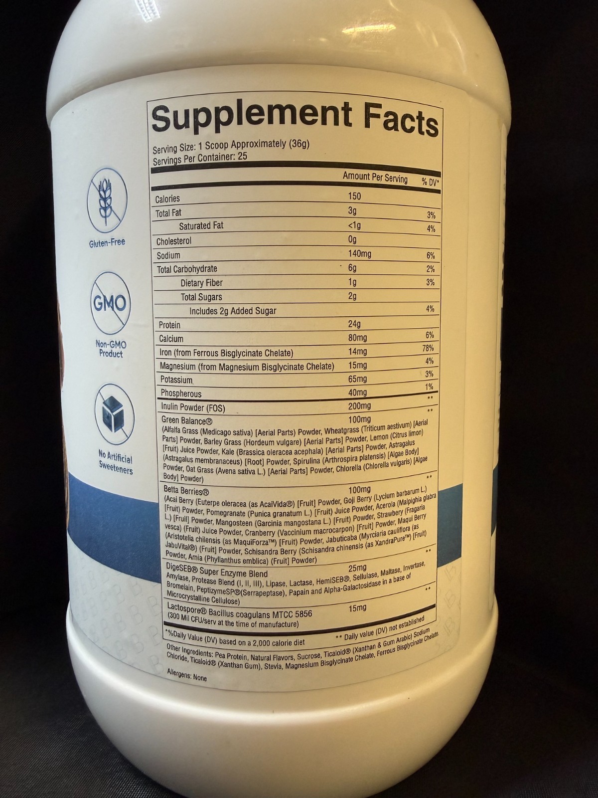 31.74oz Liv Body VEGAN Lean Protein Powder Cinnamon Roll Inulin Pea Protein