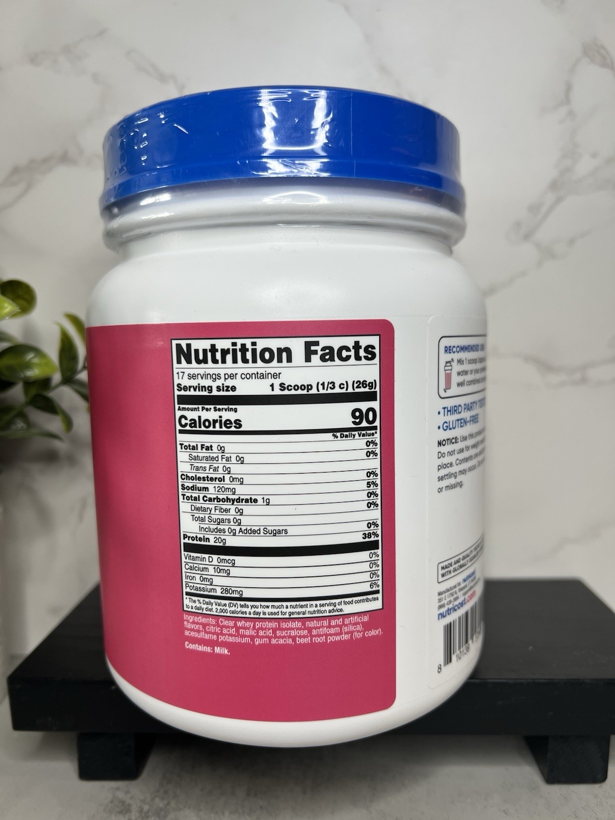 Nutricost Clear Whey Protein Isolate Powder Strawberry Banana 1lb Exp 05/2029