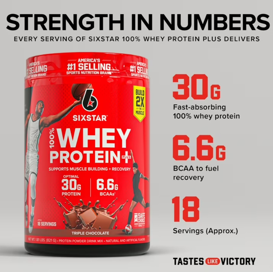 Six Star 100% Whey Protein Plus Triple Chocolate 30g Protein 1.81lb