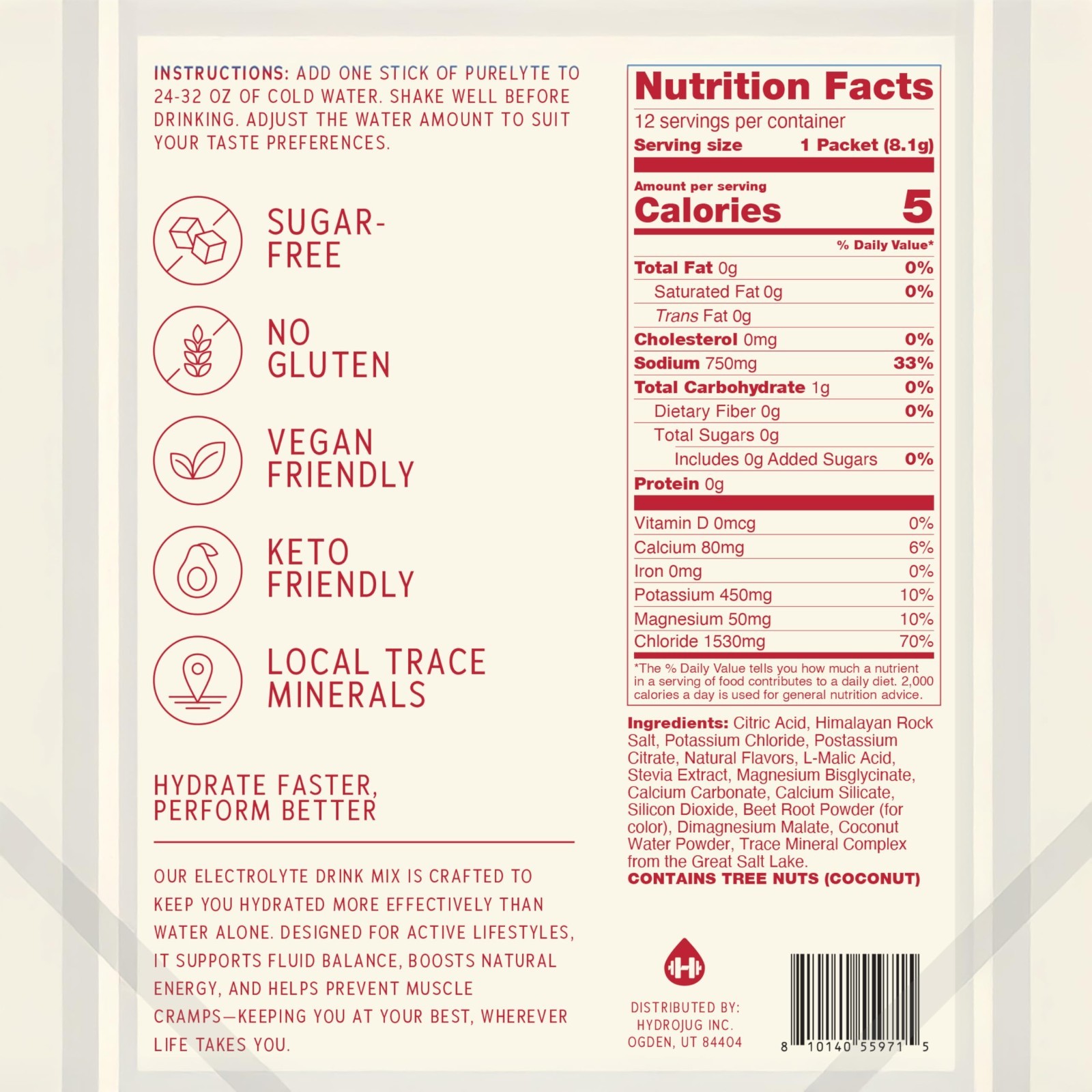 Sugar-Free Electrolyte Powder Drink Mix – Keto, Vegan Hydration, 60 Servings, St