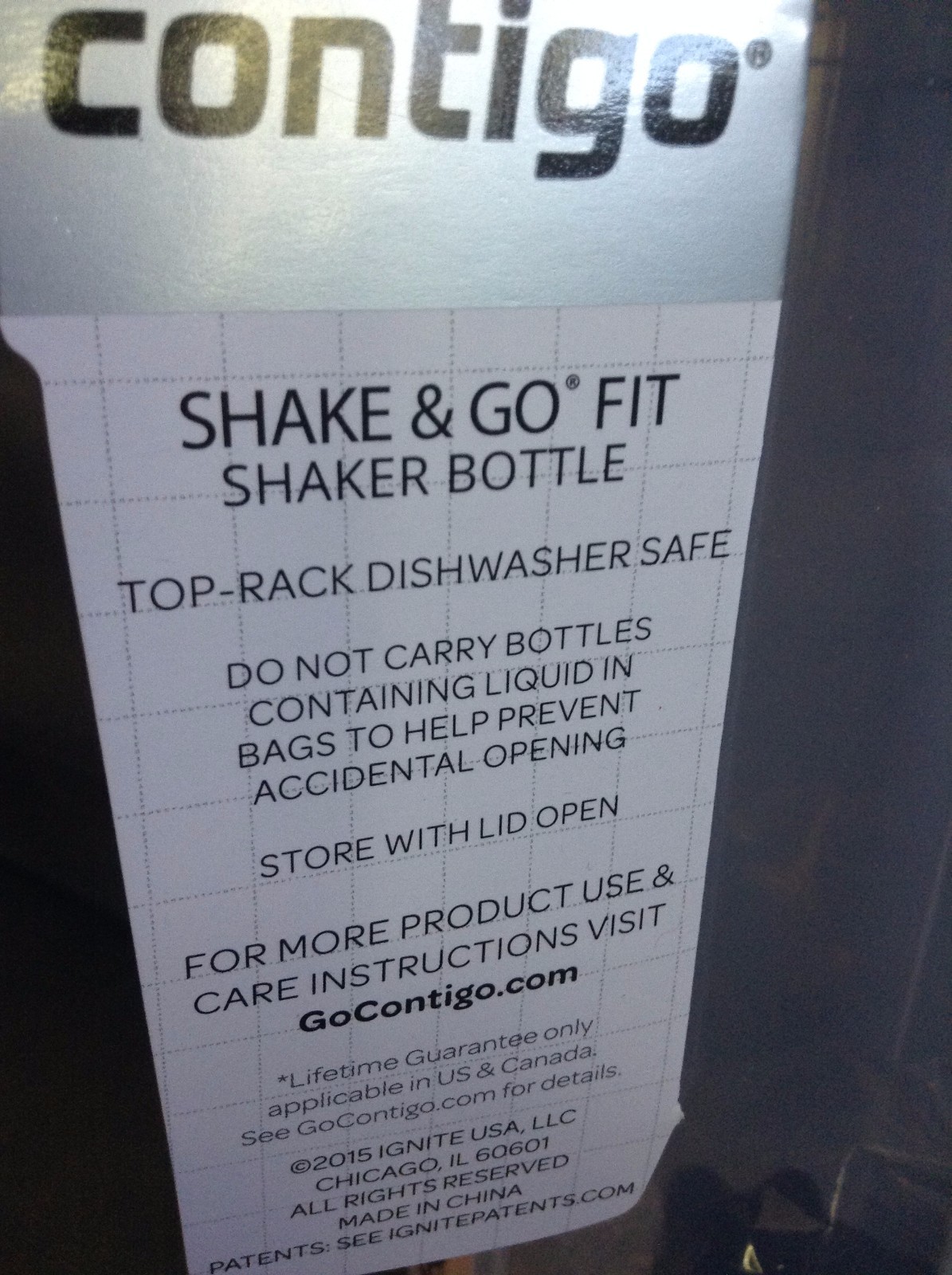 CONTIGO SHAKE & GO FIT SHAKER BOTTLE FOR SMOOTHIES/PROTEIN SHAKES 28 OZ – NEW