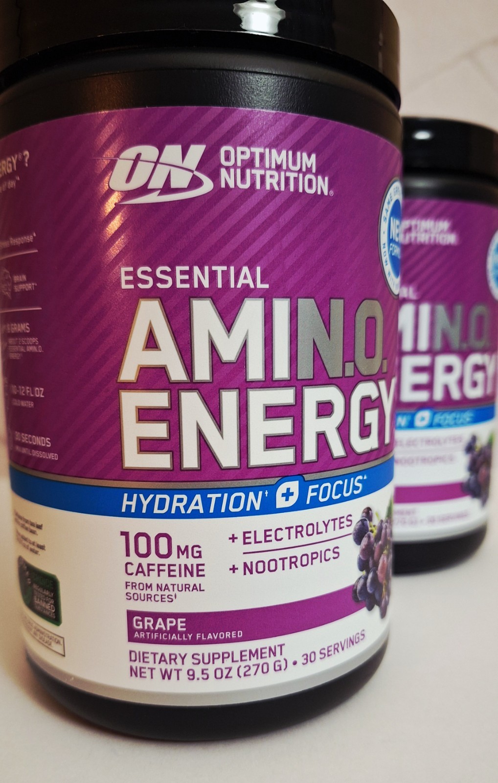 Amino Energy Hydration + Focus 🍇 2 Tubs, 30 Servings, 100mg Caffeine, 09/2027✨️