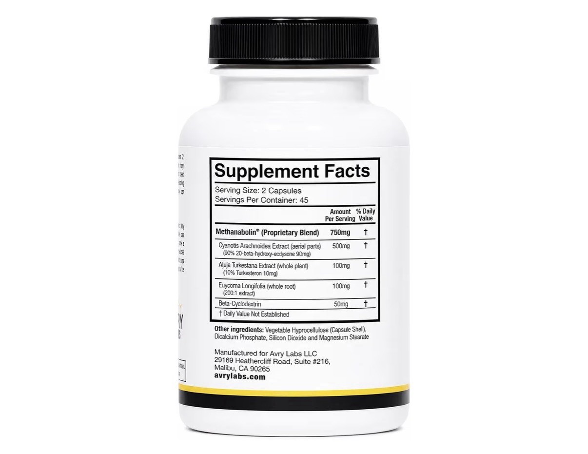AVRY Labs M1-BOL Methanabolin Vegan Bodybuilding Capsules 90ct Ex2/27