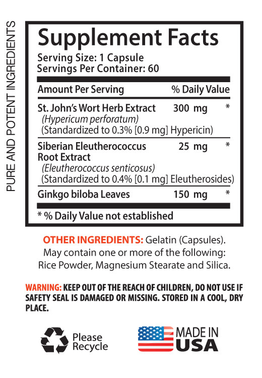 Pure Herb – ST. JOHN’S WORT EXTRACT – Stress Help – 3 Bottles 180Ct
