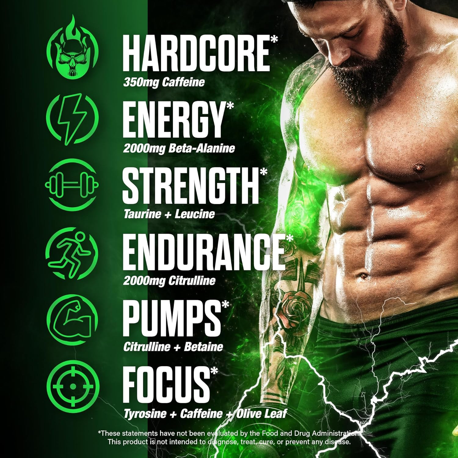 High Stim Pre Workout Powder 5 Servings, Blue Raspberry Energy Formula