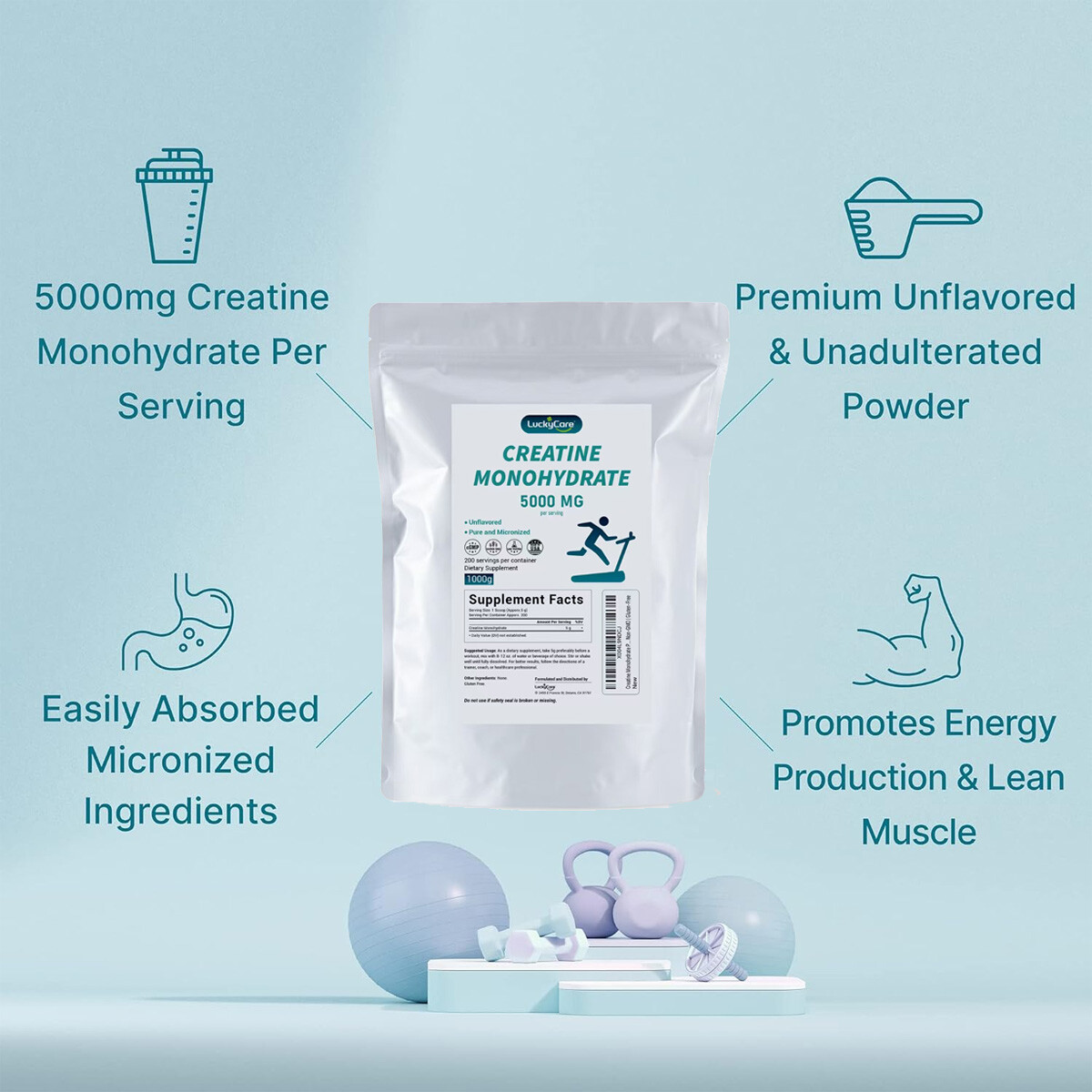 2LB-10LB Creatine Monohydrate Powder Micronized Creatine 5000mg(5g) Per Serving