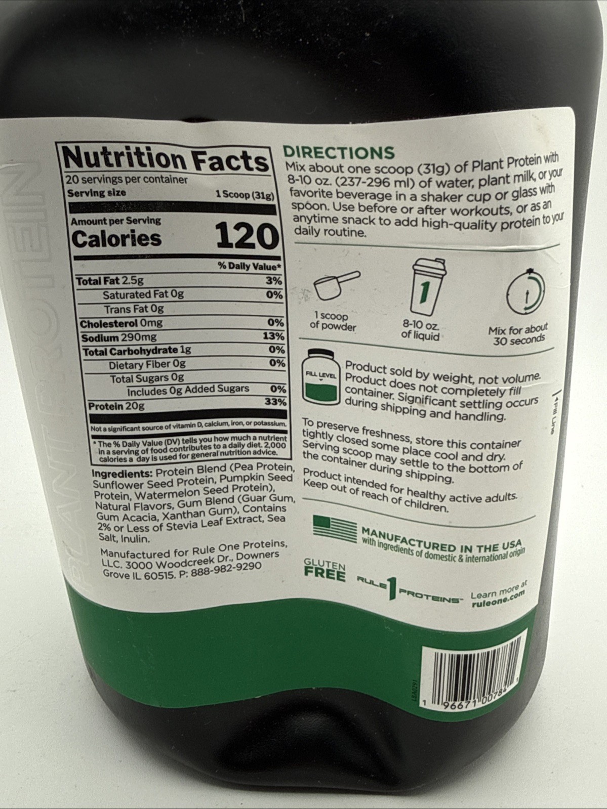 RULE ONE PROTEINS R1 PLANT PROTEIN 100% Plant Based Protein 20 Servings
