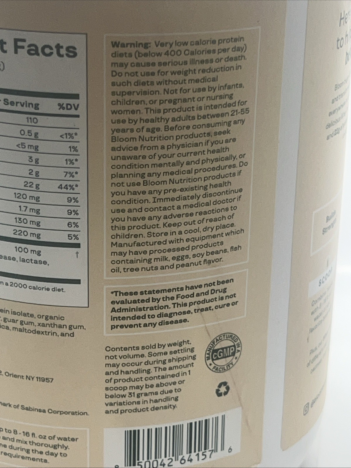 Bloom Nutrition Whey Isolate Protein Powder, Chocolate 30 Servings Exp 11/2026