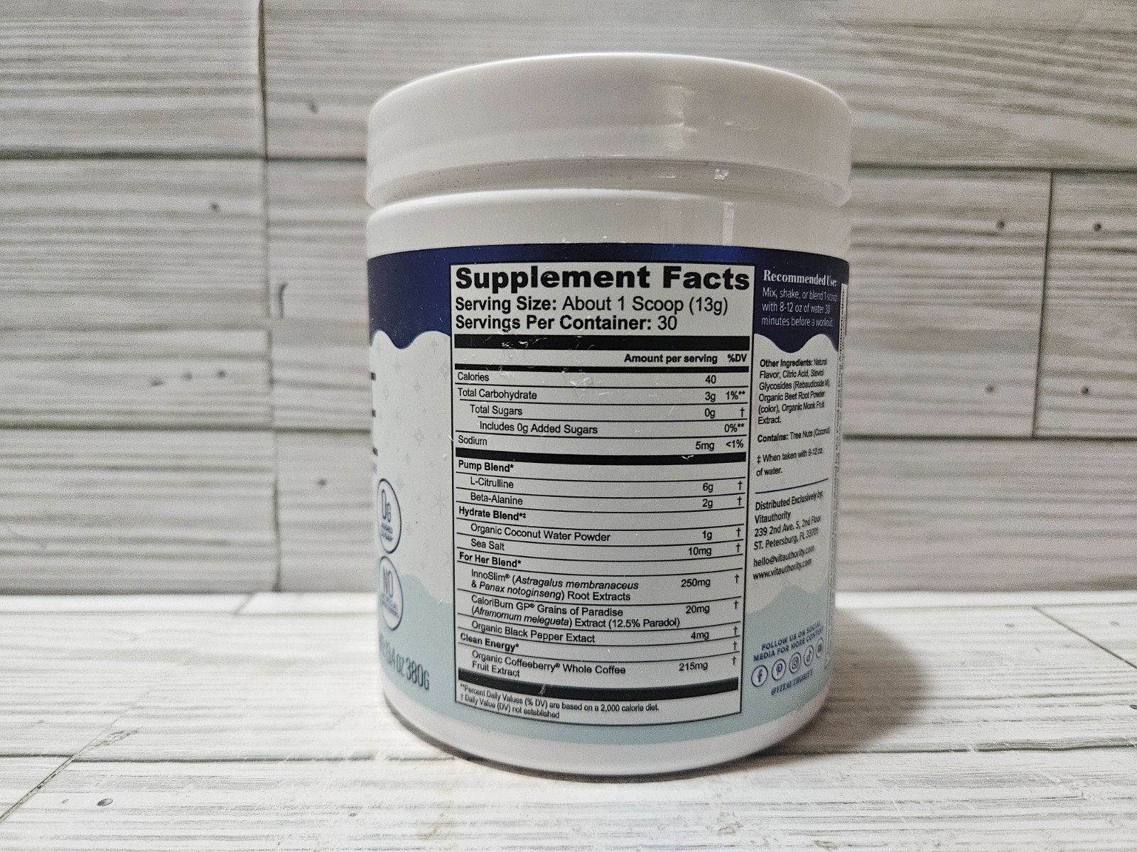 Vitauthority Vita Pre Pre-Workout Hydration Powder Fruit Fusion 13.5oz 12/2026