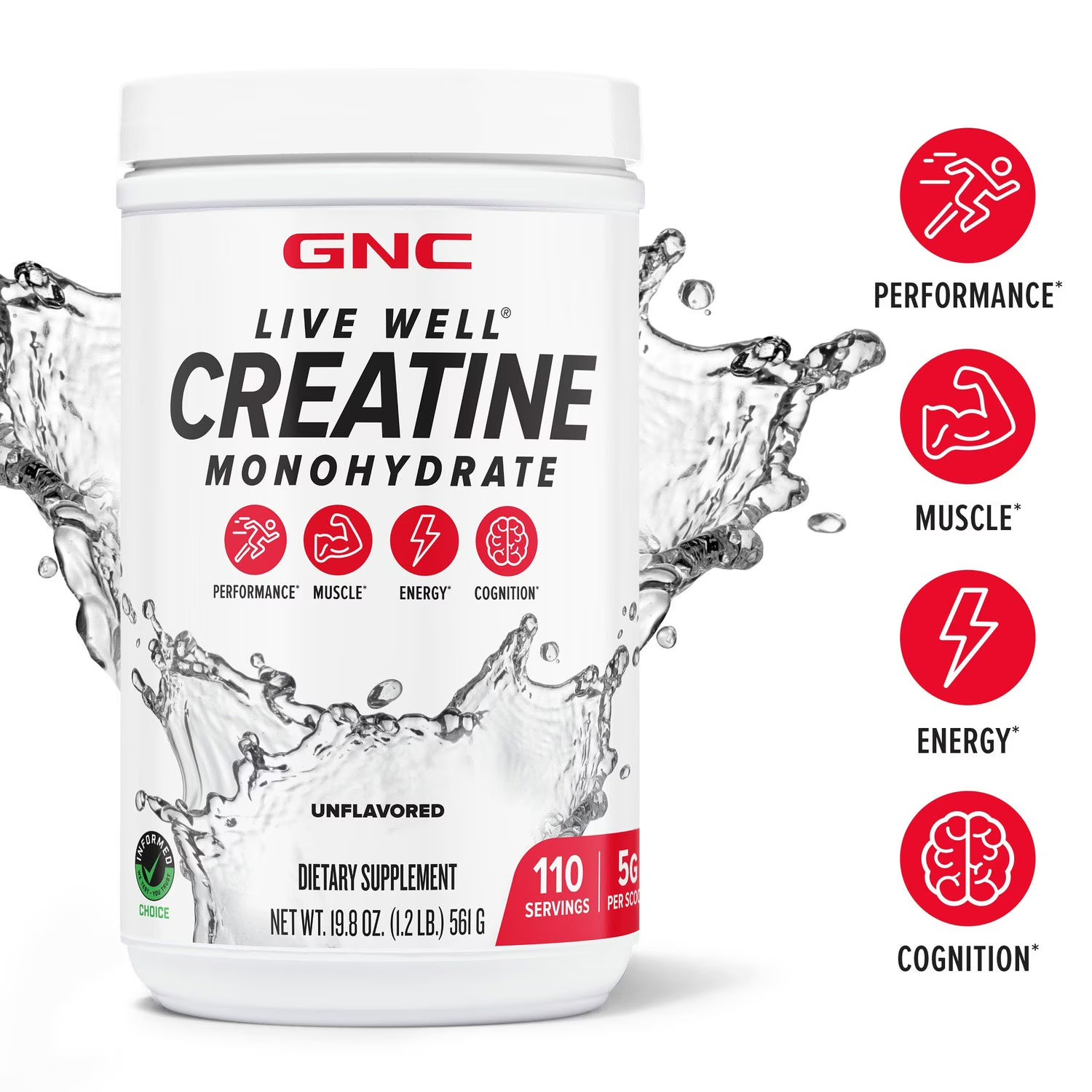 GNC Live Well Creatine Monohydrate, 1.2 lbs. FREE SHIPPING!!! LIMITED OFFER!!!
