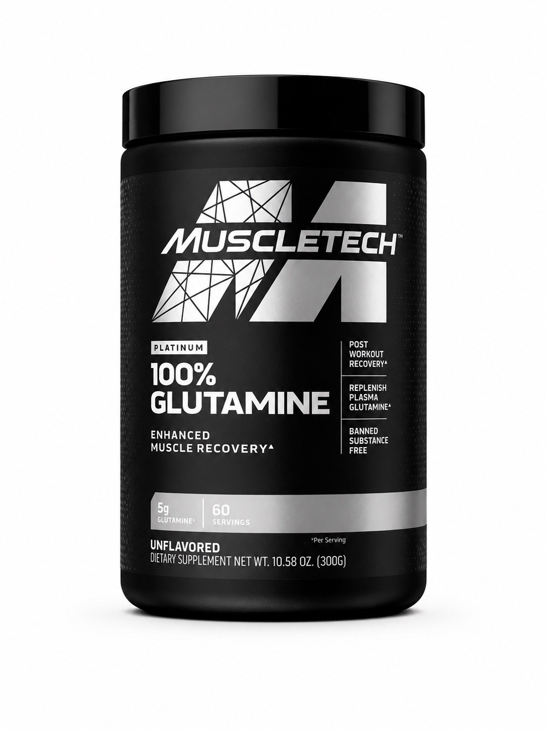 MuscleTech Platinum 100% Glutamine Powder 300g 60 Servings EXP 11/2027 Sealed