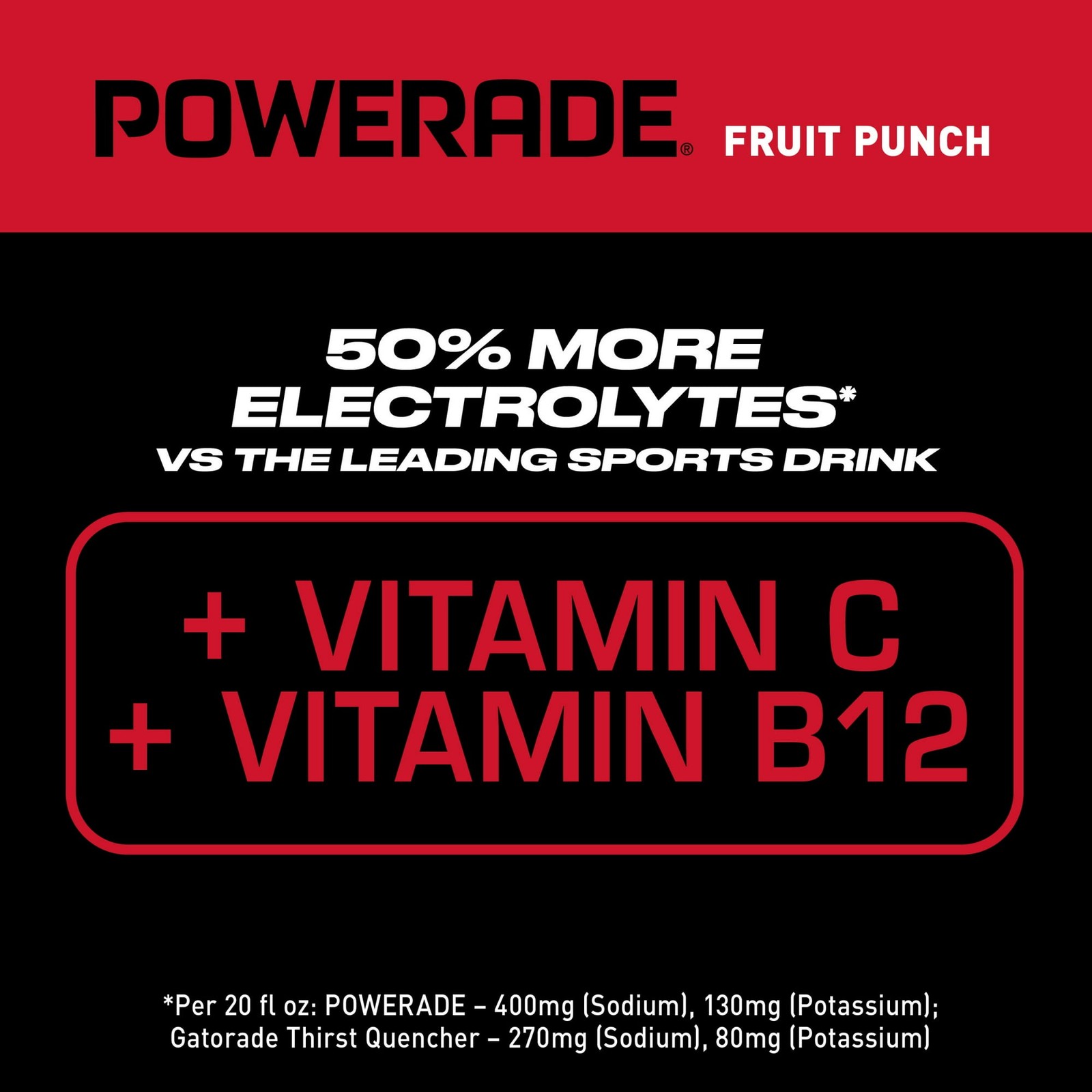 POWERADE Fruit Punch Electrolyte Sports Drink, 20 fl oz, 8 Pack Bottles