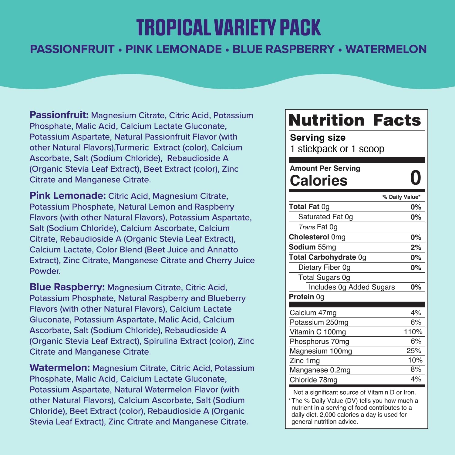 Ultima Replenisher Daily Electrolyte Powder Tropical Variety Pack 20 Stickpacks