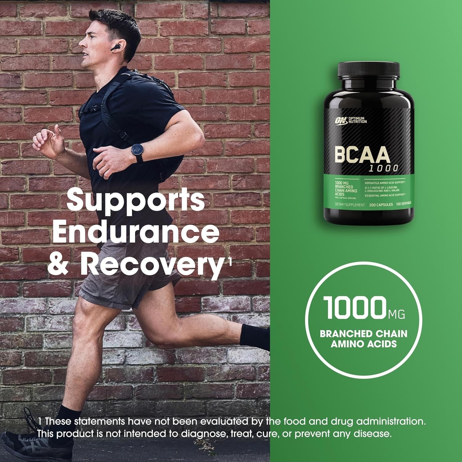 Unflavored Instant BCAA Capsules 200 Count – Essential Amino Acids for Muscles