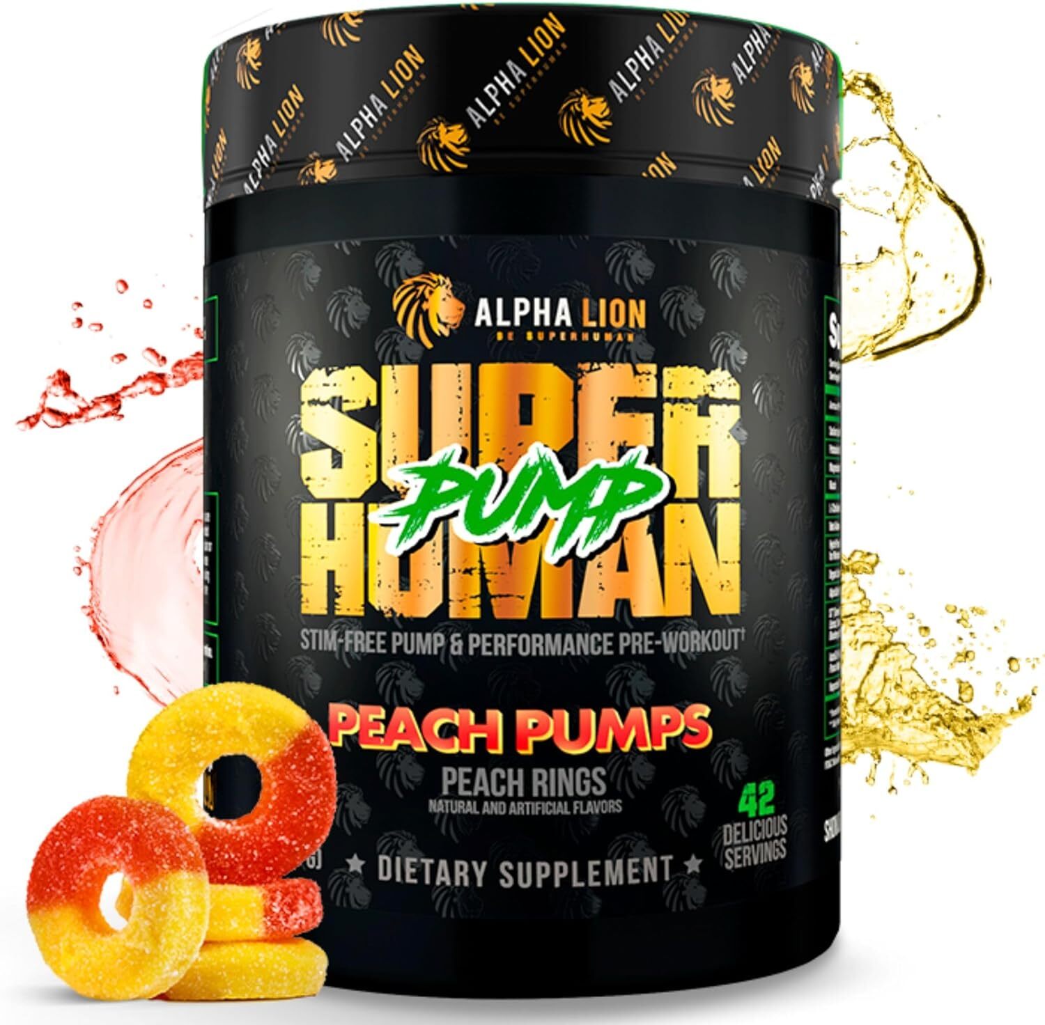 Alpha Lion Super Human Pump Stim Free Nitric Oxide Formula 42 Scoops 3 Flavors