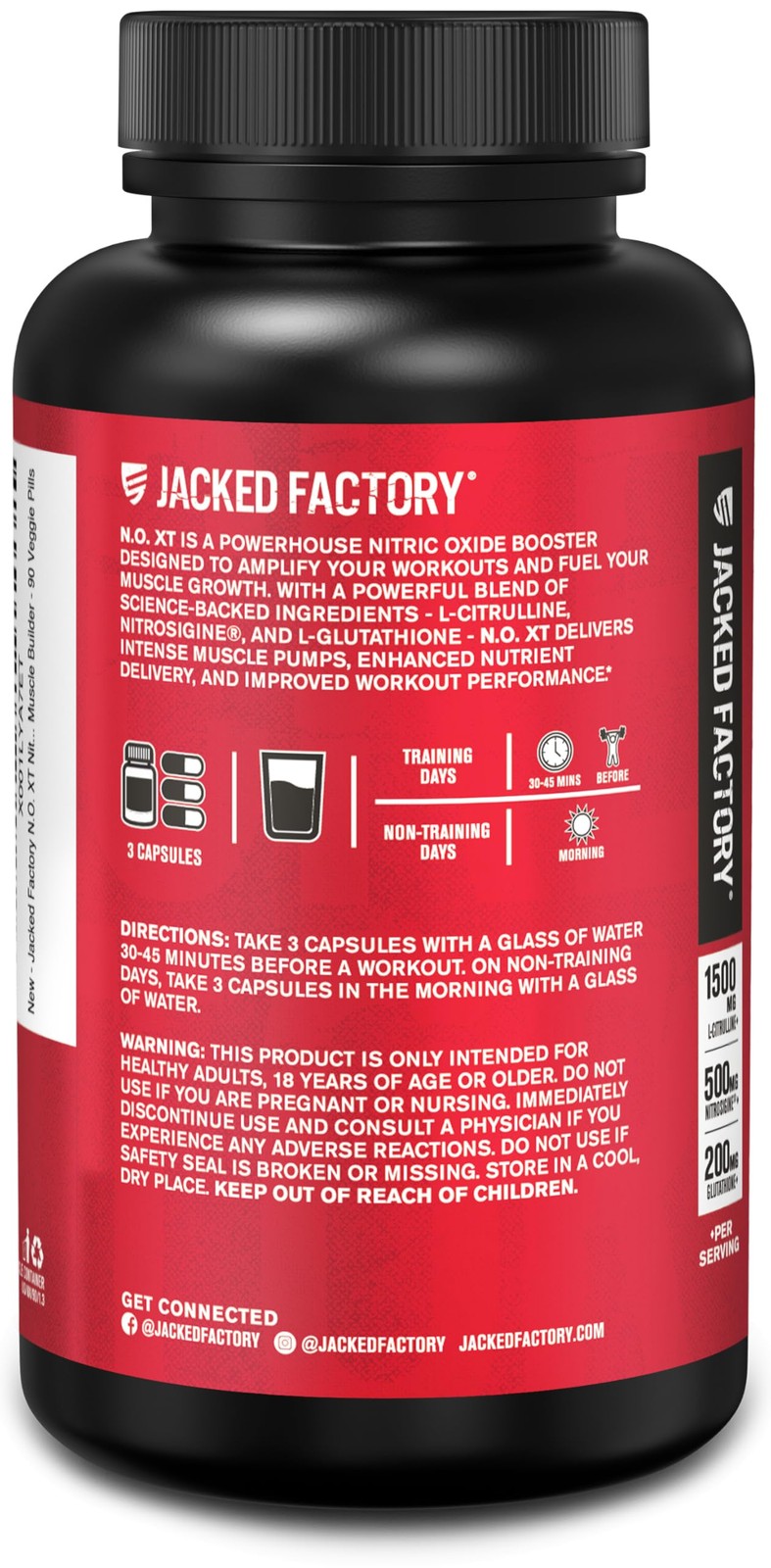 Jacked Factory N.O. XT Nitric Oxide 90 Count (Pack of 1), No Color