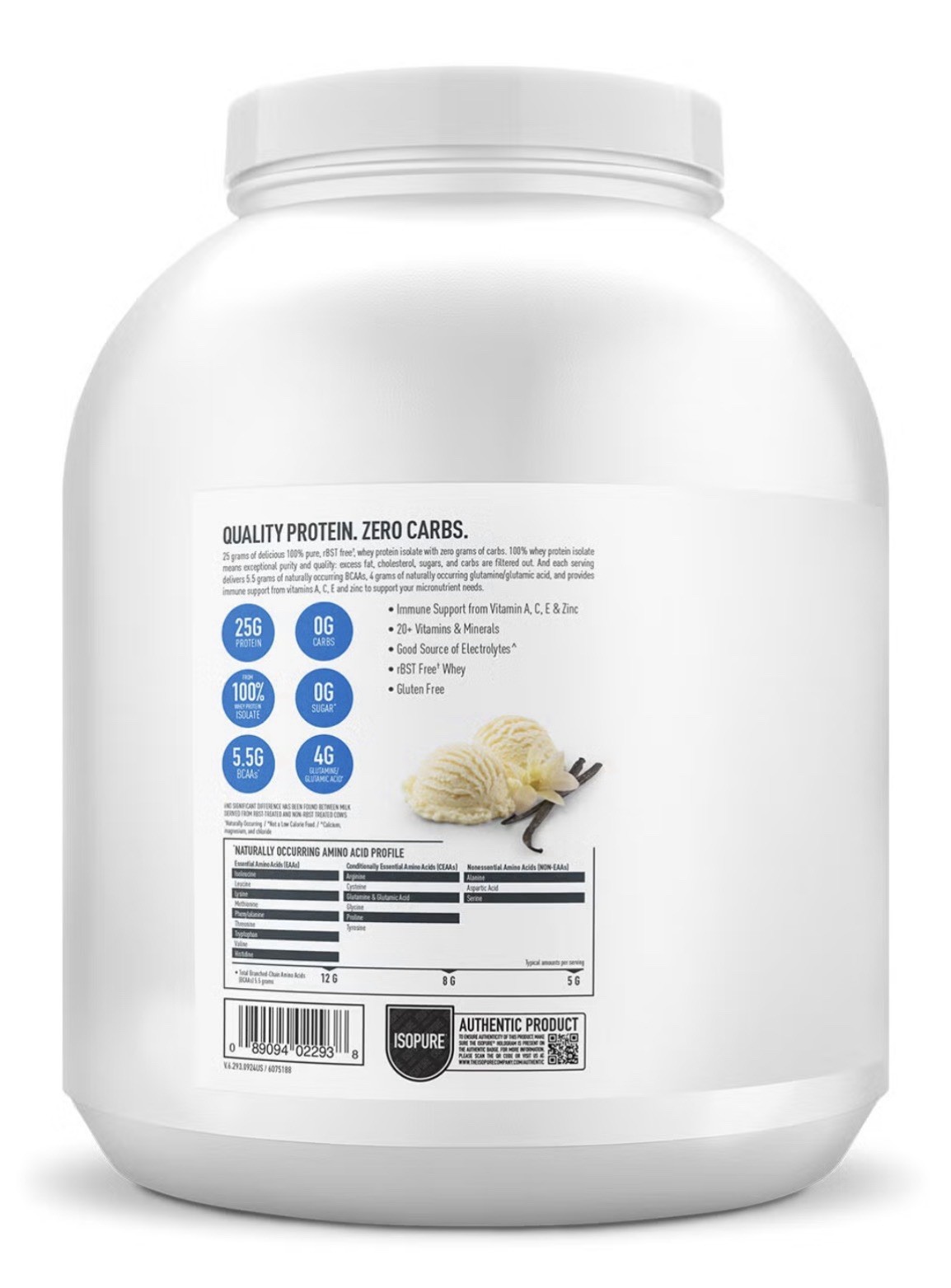 Isopure Whey Protein Isolate Creamy Vanilla Zero Carb Keto GF 4.5lb 🍨 FAST SHIP