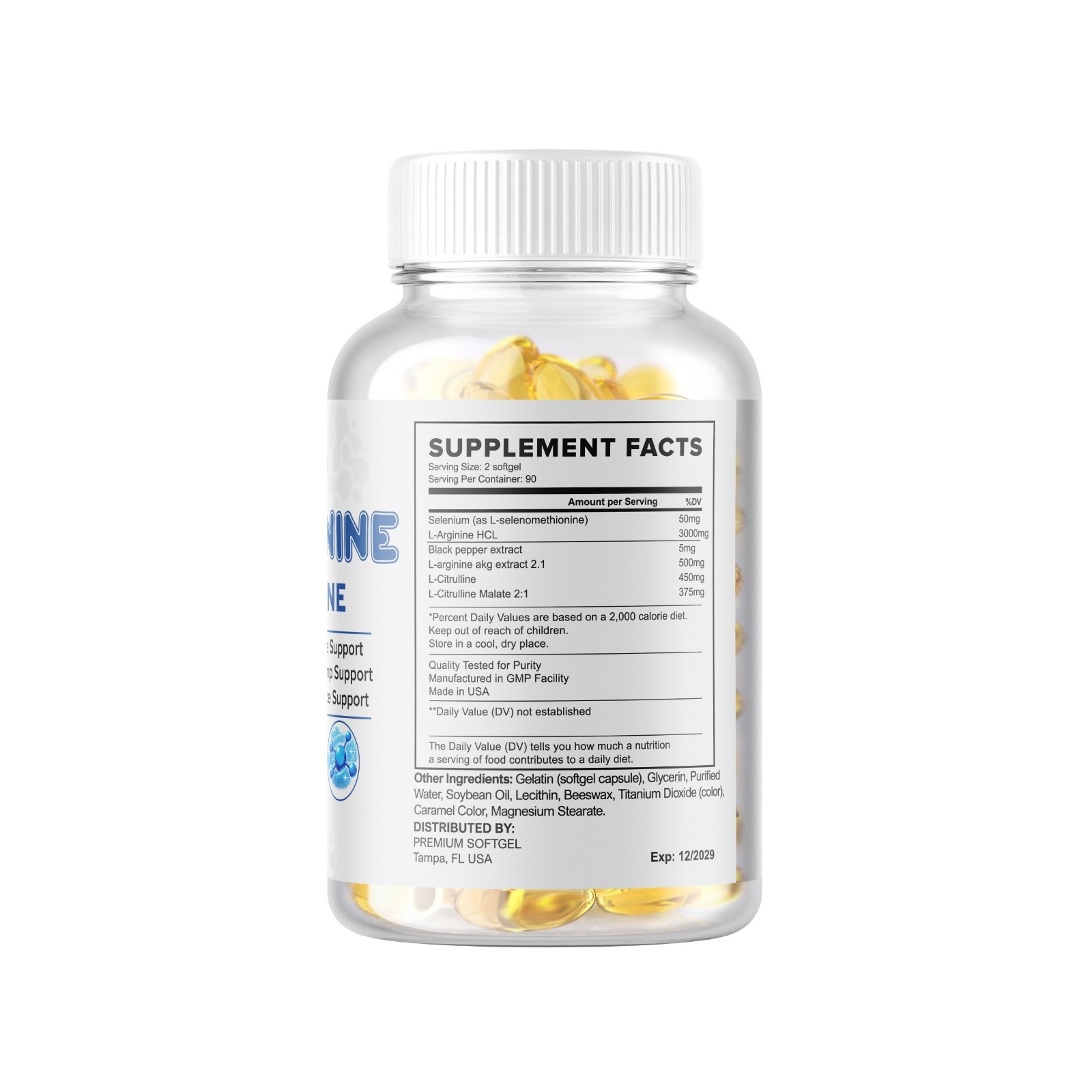 L-Arginine L-Citrulline Nitric Oxide Booster 3000mg, 180 Softgels, 90 Servings